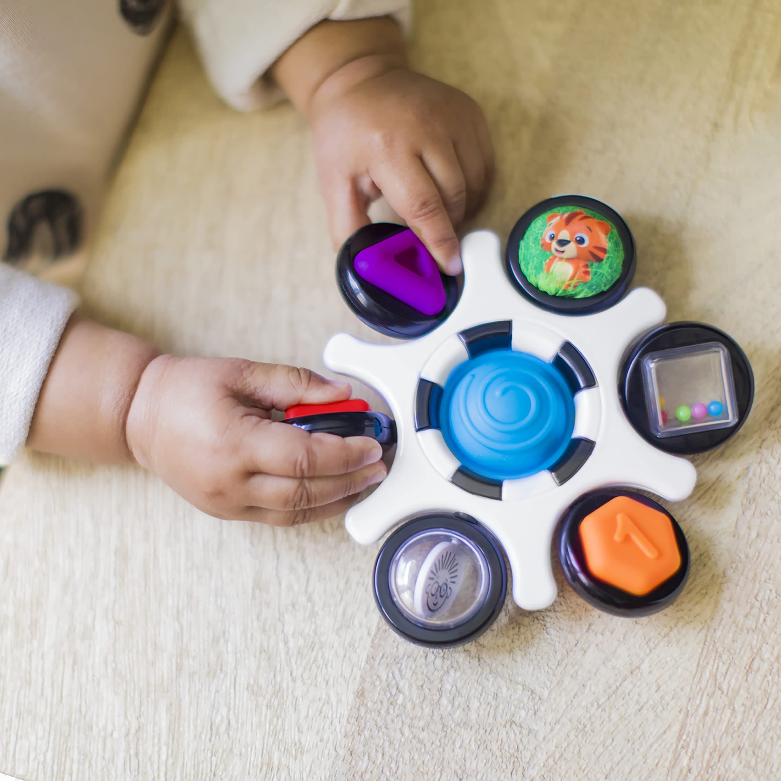 Baby Einstein Curiosity Clutch Fidget Sensory Toy and Pop It Rattle - 6-Activity Infant Toy for 3M+ 8