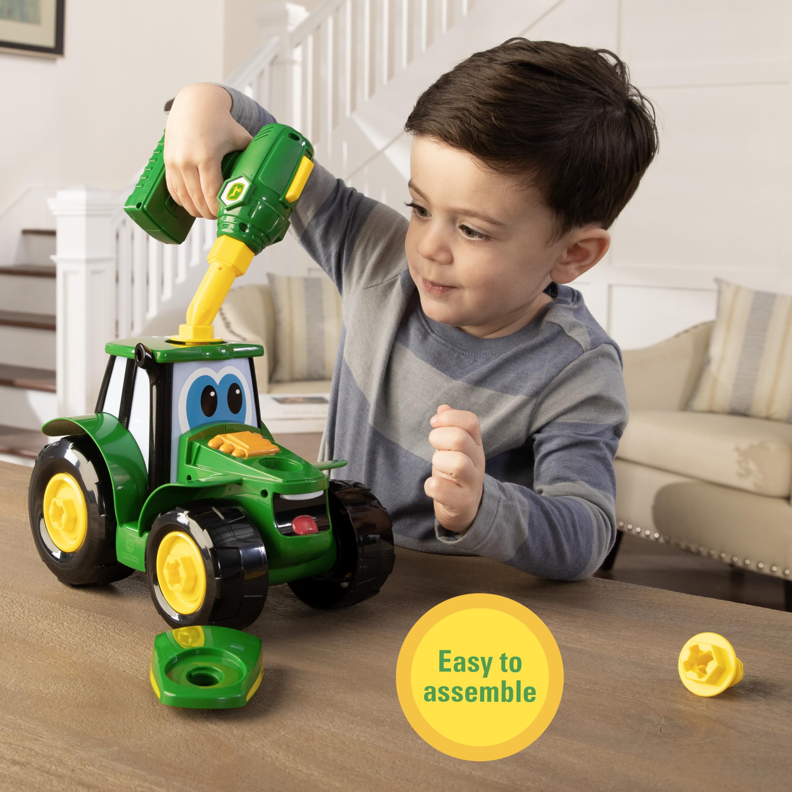 BUILD-A-BUDDY John Deere Build A Johnny Tractor - 16 Piece Building Toy | Motorised Drill | Ages 18 Months+ 6