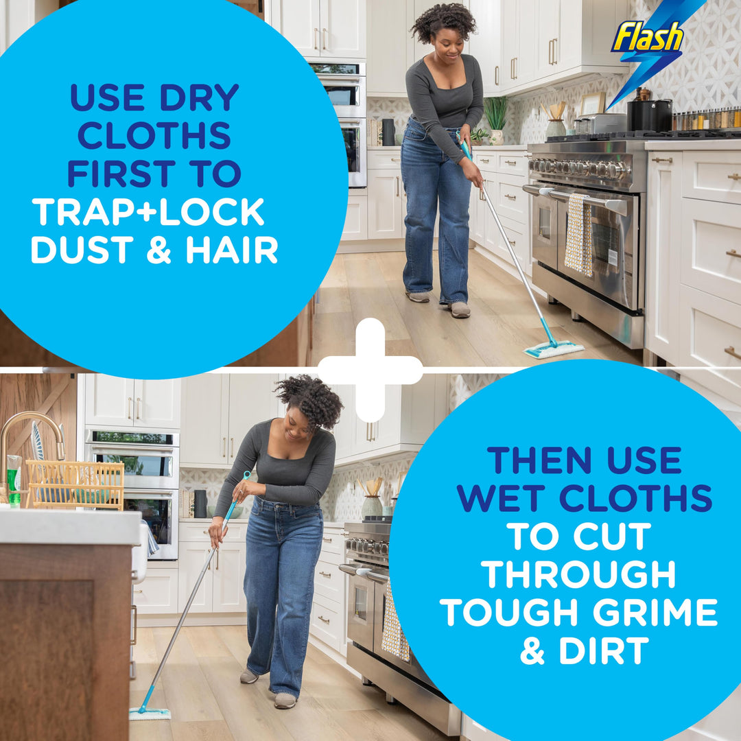 Flash - Speedmop Floor Cleaner Starter Kit with 1 Handle, 8 Wet & 16 Dry Refills