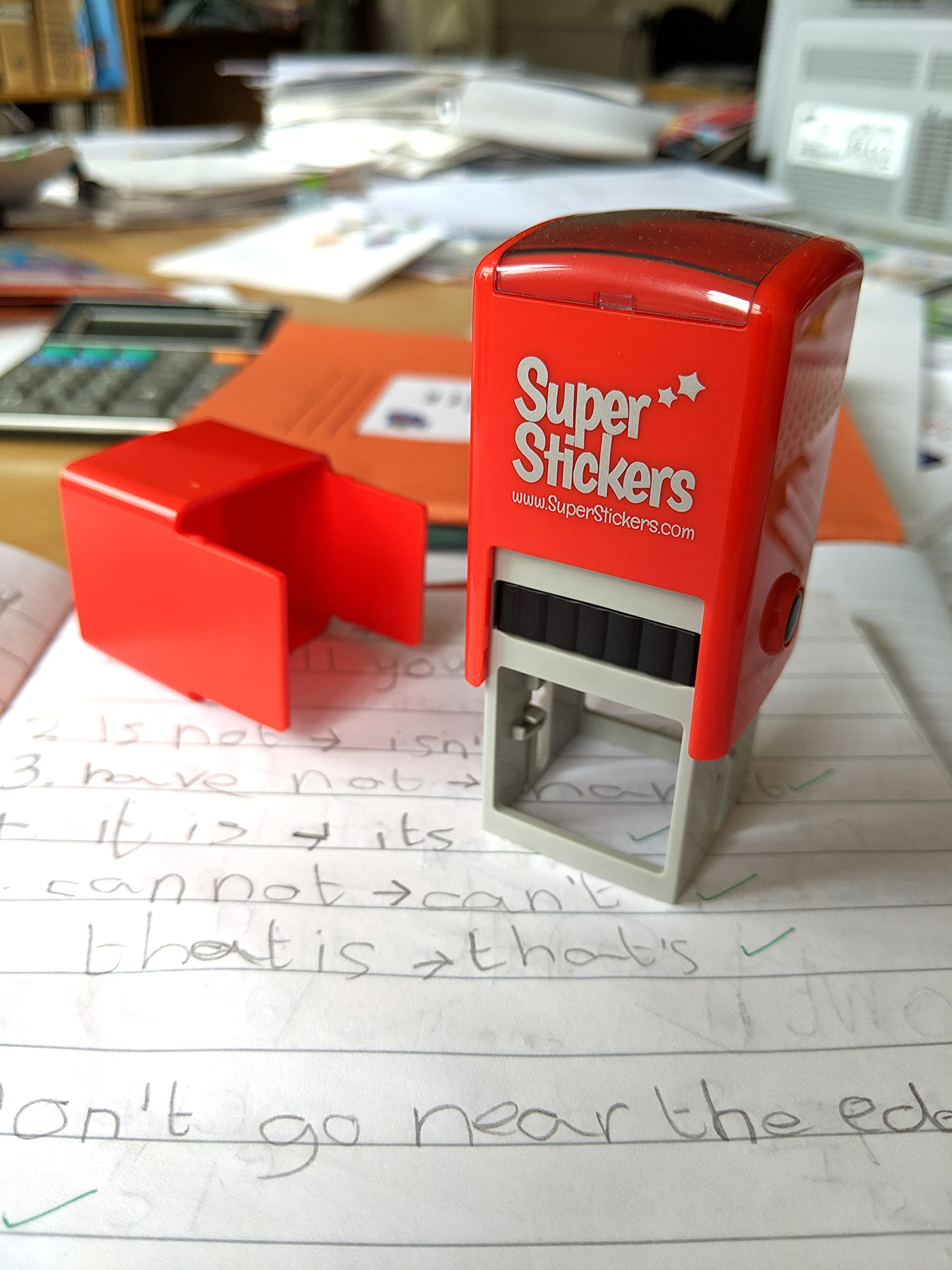 SuperStickers Pre-Inked Stamper - Red Star Design | 28mm Impression | Self-Inking 3