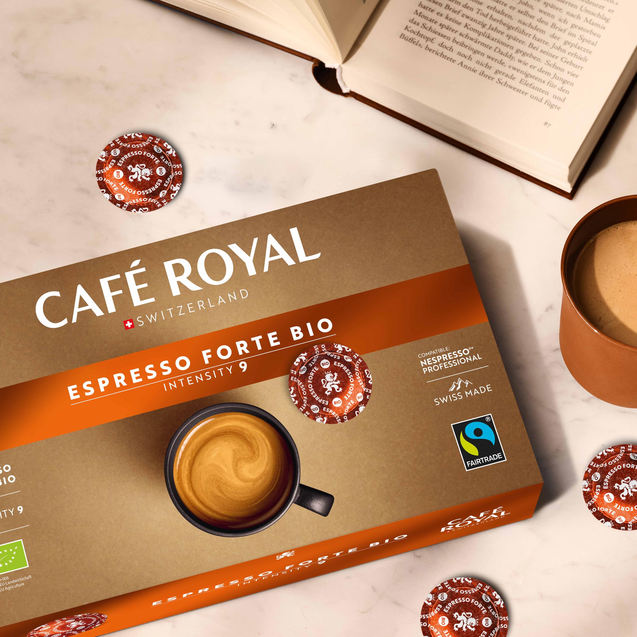 Café Royal Espresso Forte Bio - Organic Espresso with Hazelnut Note | 50 Count Compatible Nespresso Professional Pods 5