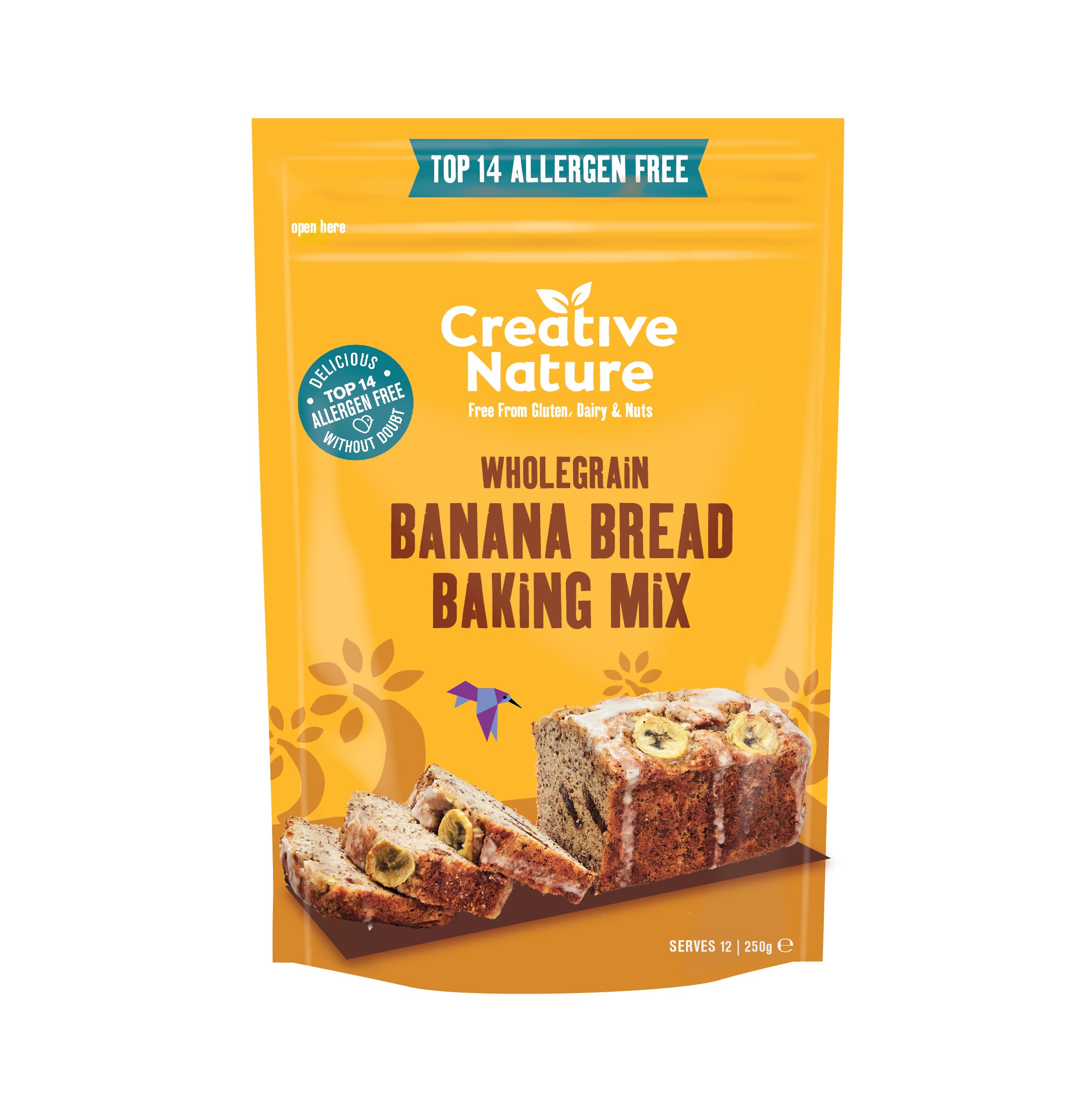 Creative Nature Gluten Free Banana Bread Cake Mix | Top 14 Allergens Free | 250g