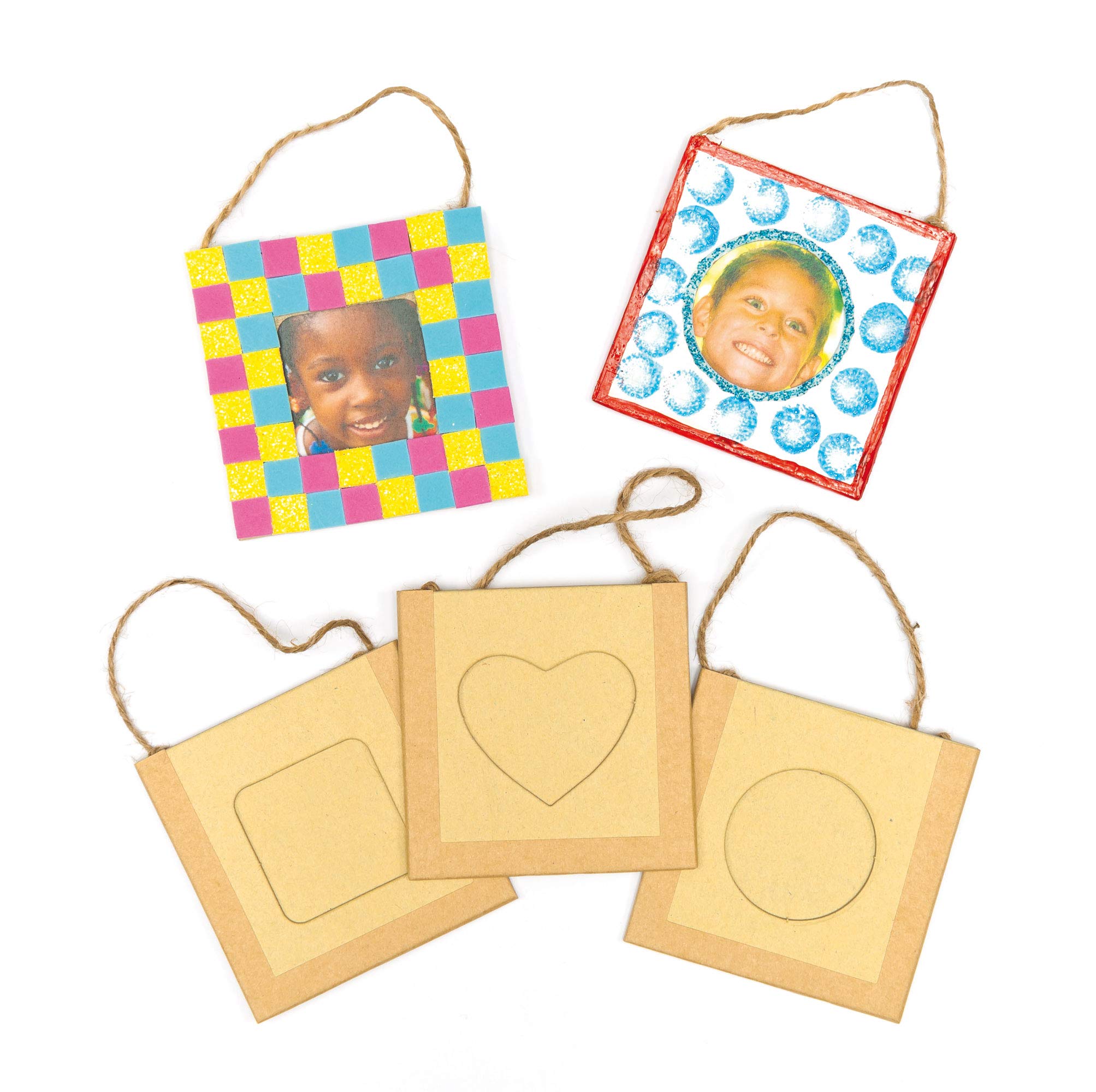 Baker Ross Design Your Own Hanging Photo Frames - Pack of 12, 7.5cm | Assorted Apertures 4