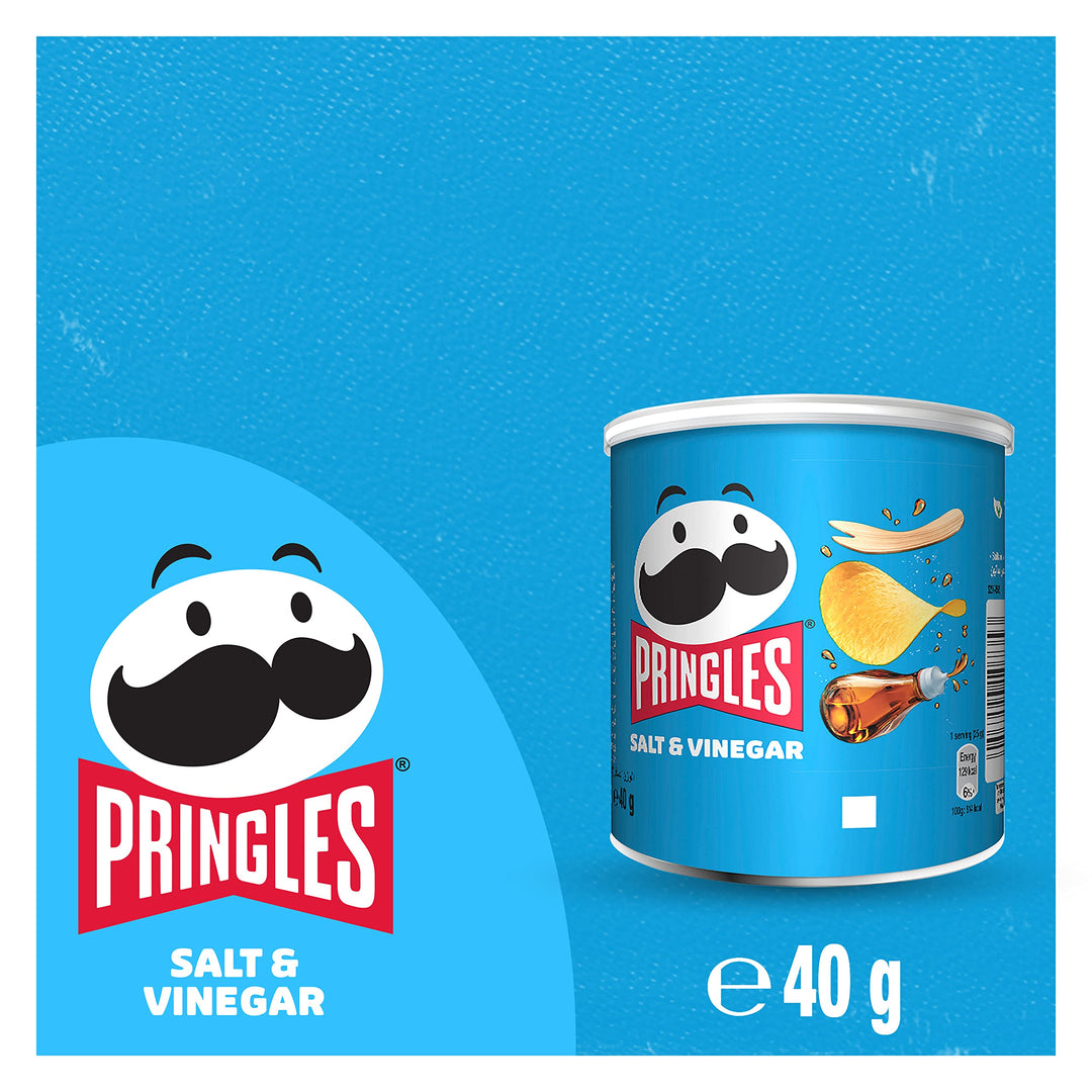 Pringles Salt and Vinegar Flavour Potato Chips, 40g (Pack of 12)