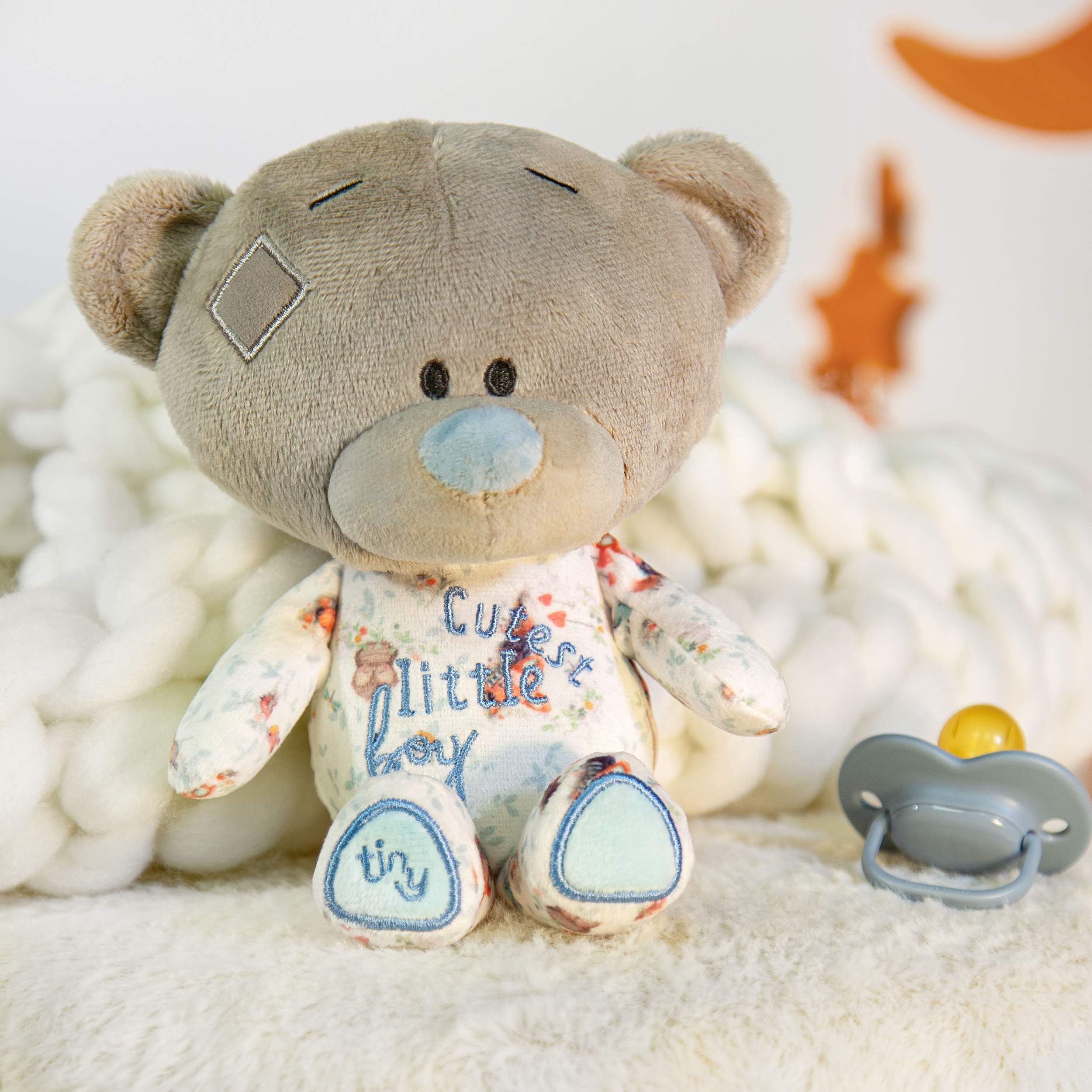 Me to You Tiny Tatty Teddy Boy Plush - 15cm | Baby Safe from Birth | Woodland Print