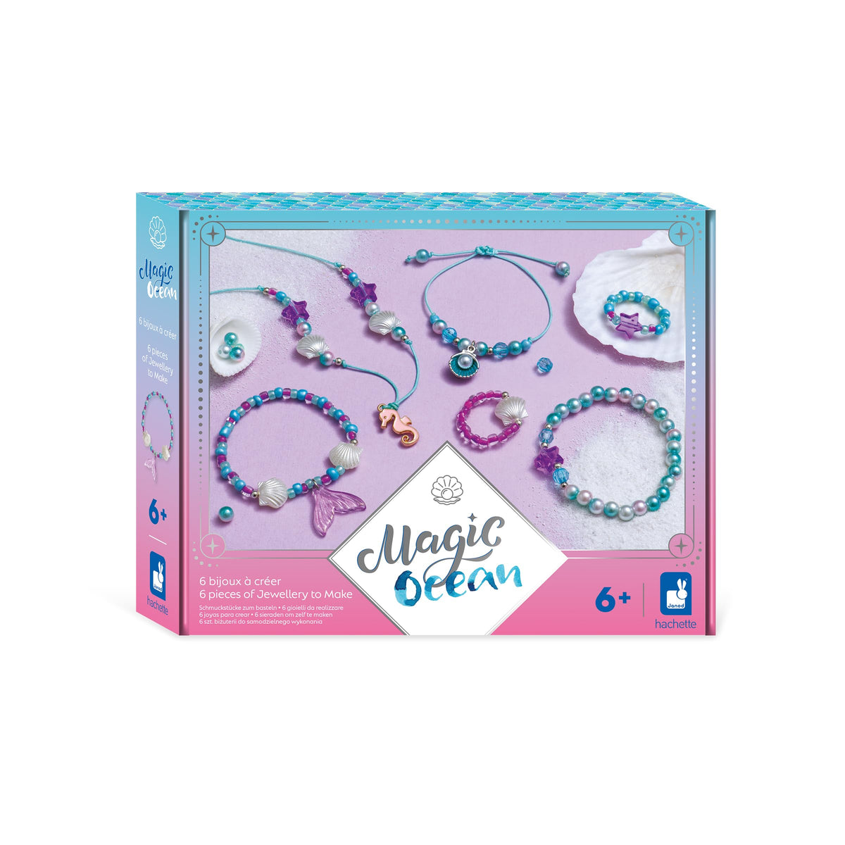 Janod Magic Ocean Mermaid Jewellery-Making Kit - 6 Pieces, Ages 6–12