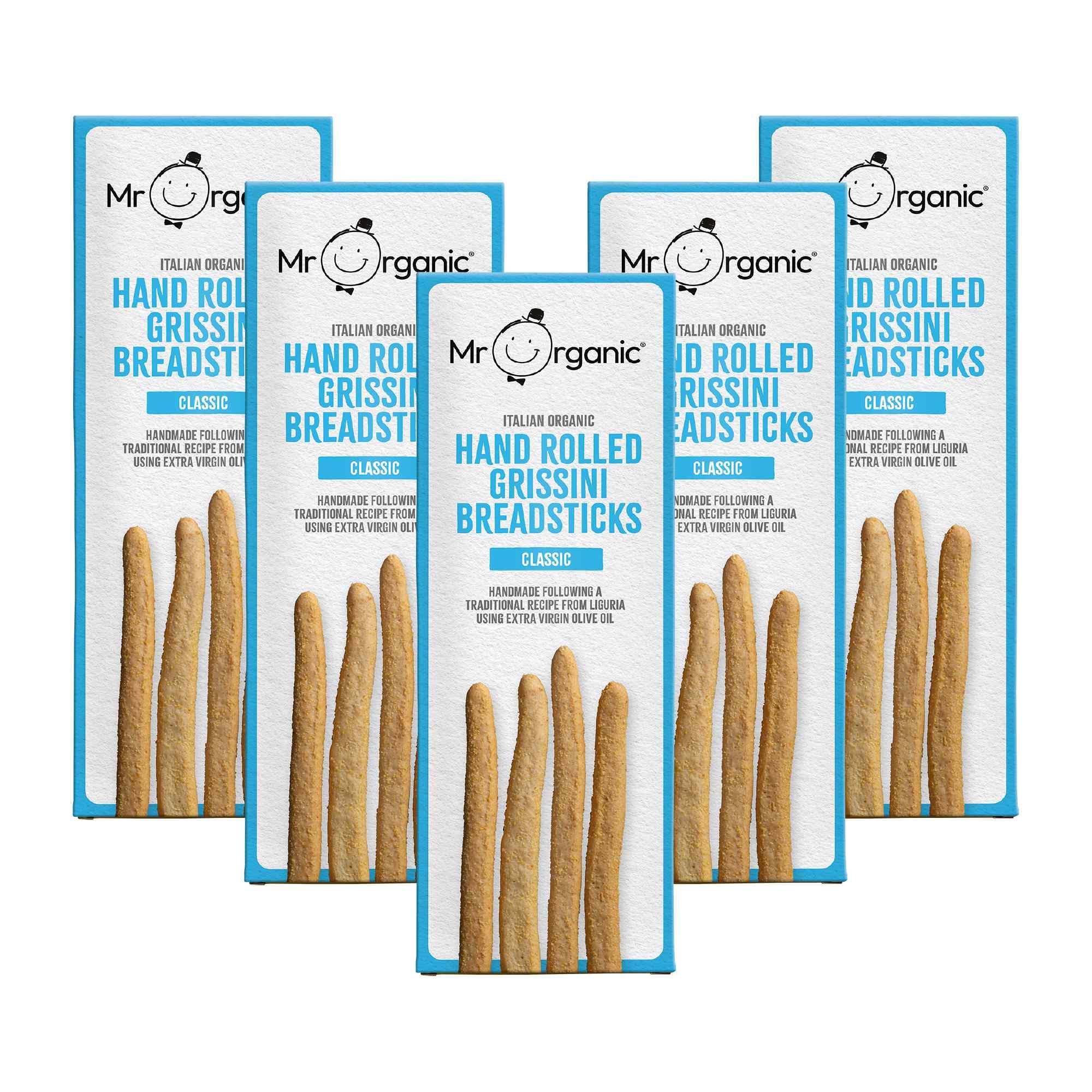Mr Organic Classic Grissini Breadsticks - 150g, Hand-rolled in Italy