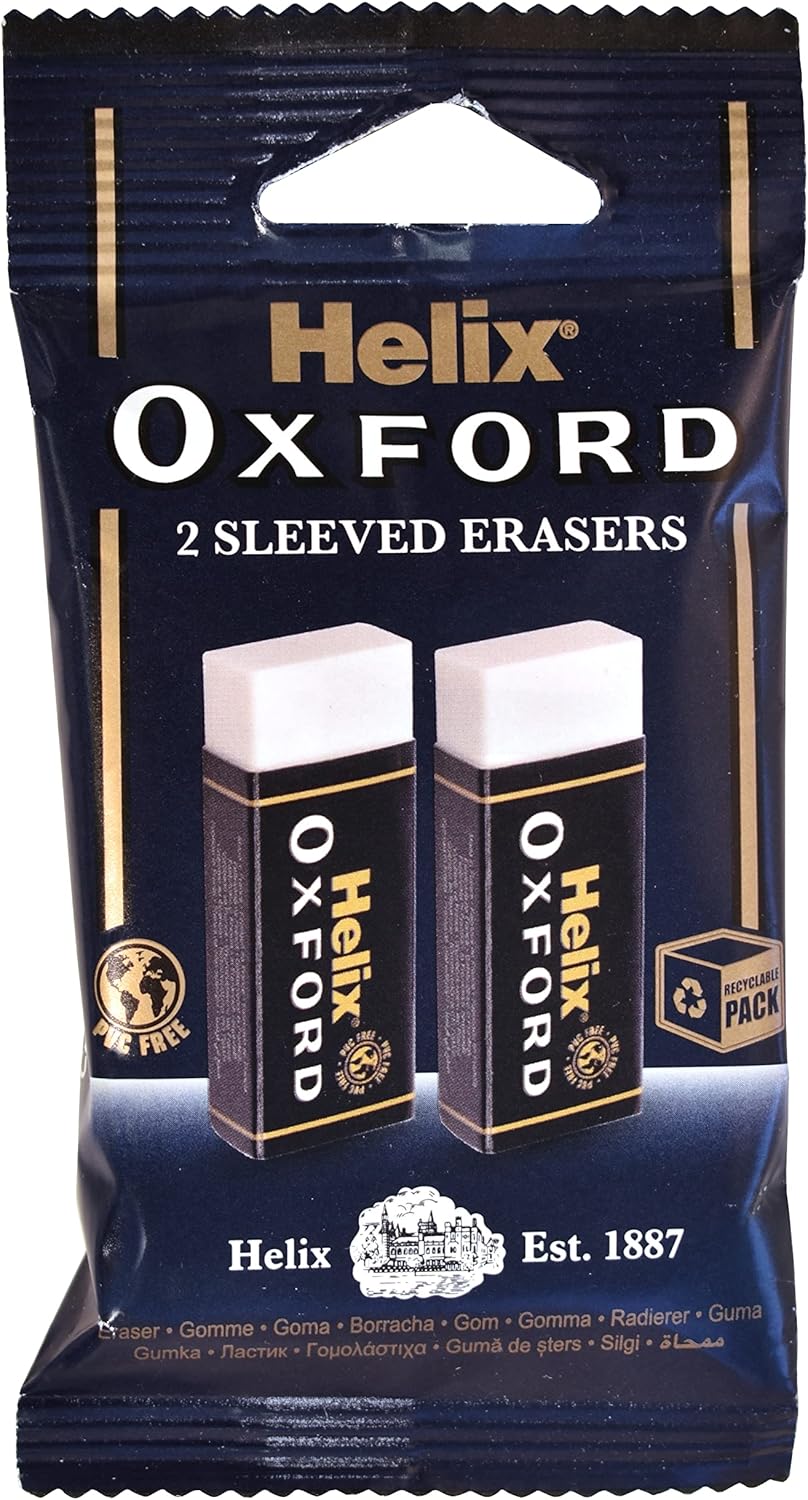Helix Oxford Twin Pack of Erasers, Oxford Blue, Large 1