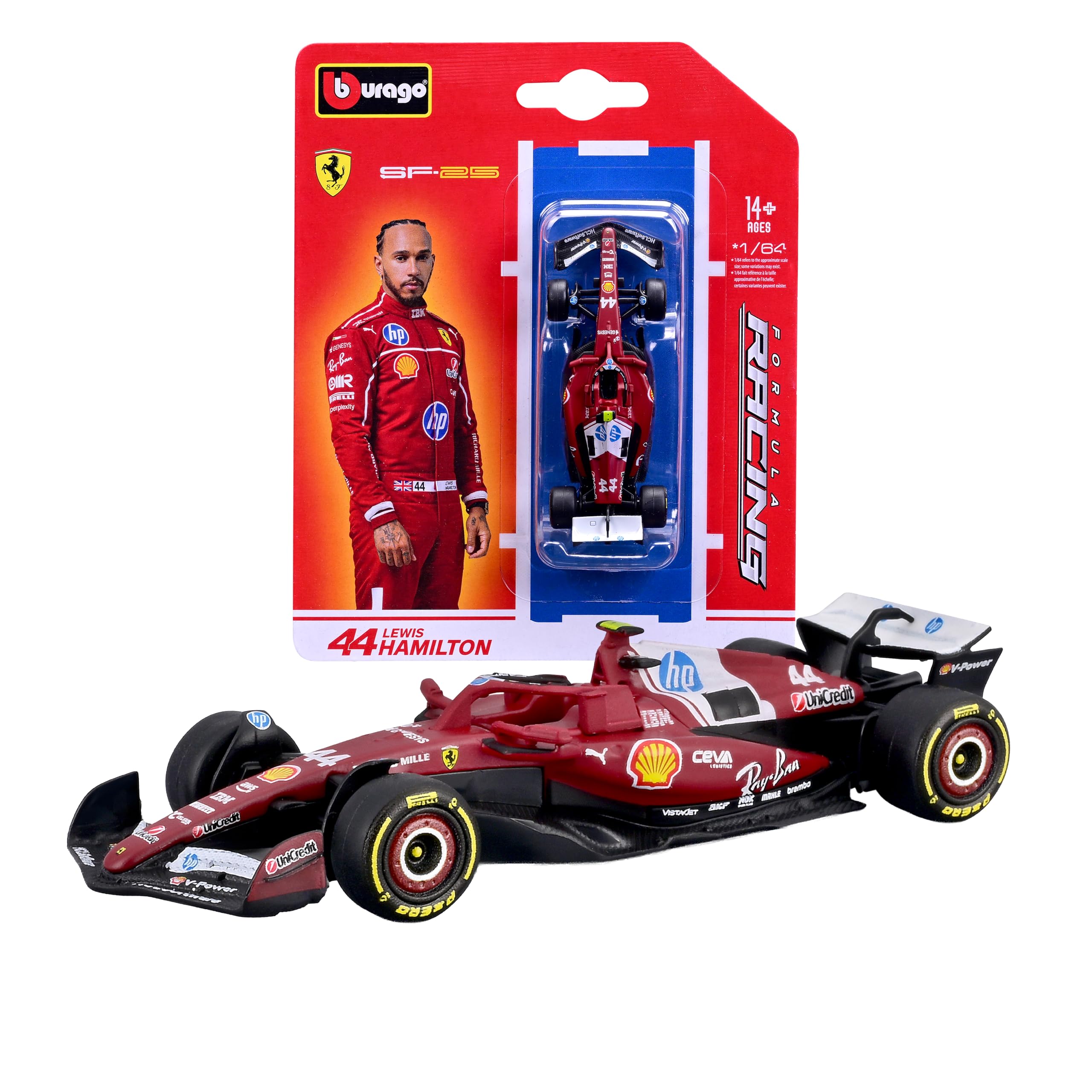 Bburago F1 Ferrari SF-25 #44 Lewis Hamilton 2025 Diecast Car | 1:64 Scale | Metal 1