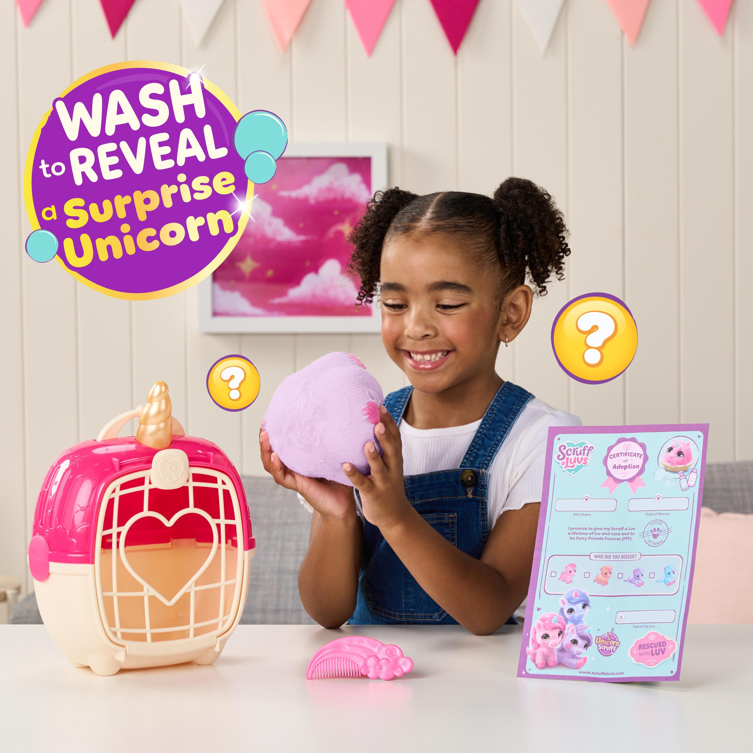 SCRUFFALUVS Unicorn Scruffs - Wash to Reveal Plush Toy | 19cm | Ages 2+ 3