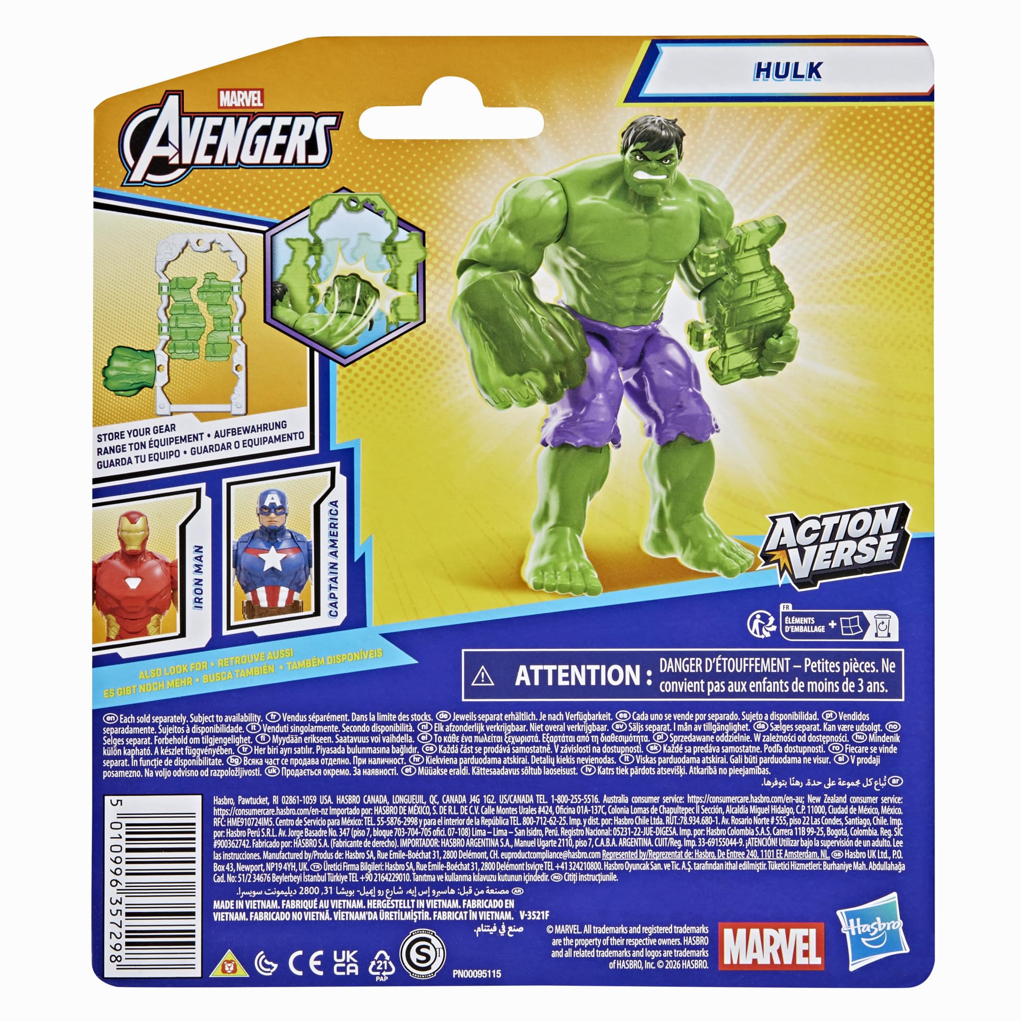 Marvel Hulk Action Figure - 4.5-Inch Poseable Toy with 3 Accessories | Ages 4+ 5