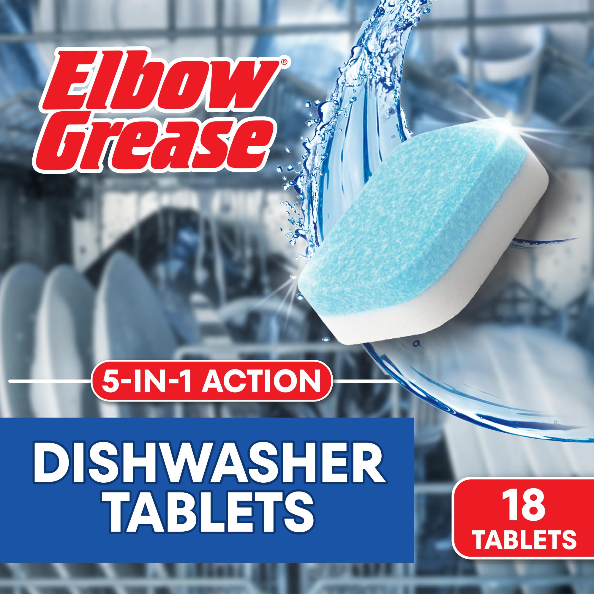 Elbow Grease 5-in-1 Dishwasher Tablets with Lemon Scent | 18 Count | 360g