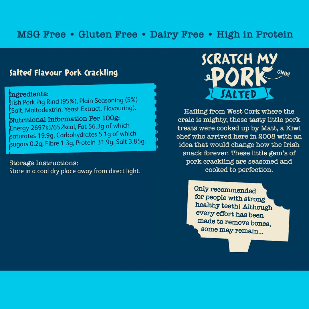 The Skibbereen Food Company Lightly Salted Pork Crackling - 250g Bulk Bag, Gluten Free, High Protein, Keto Friendly