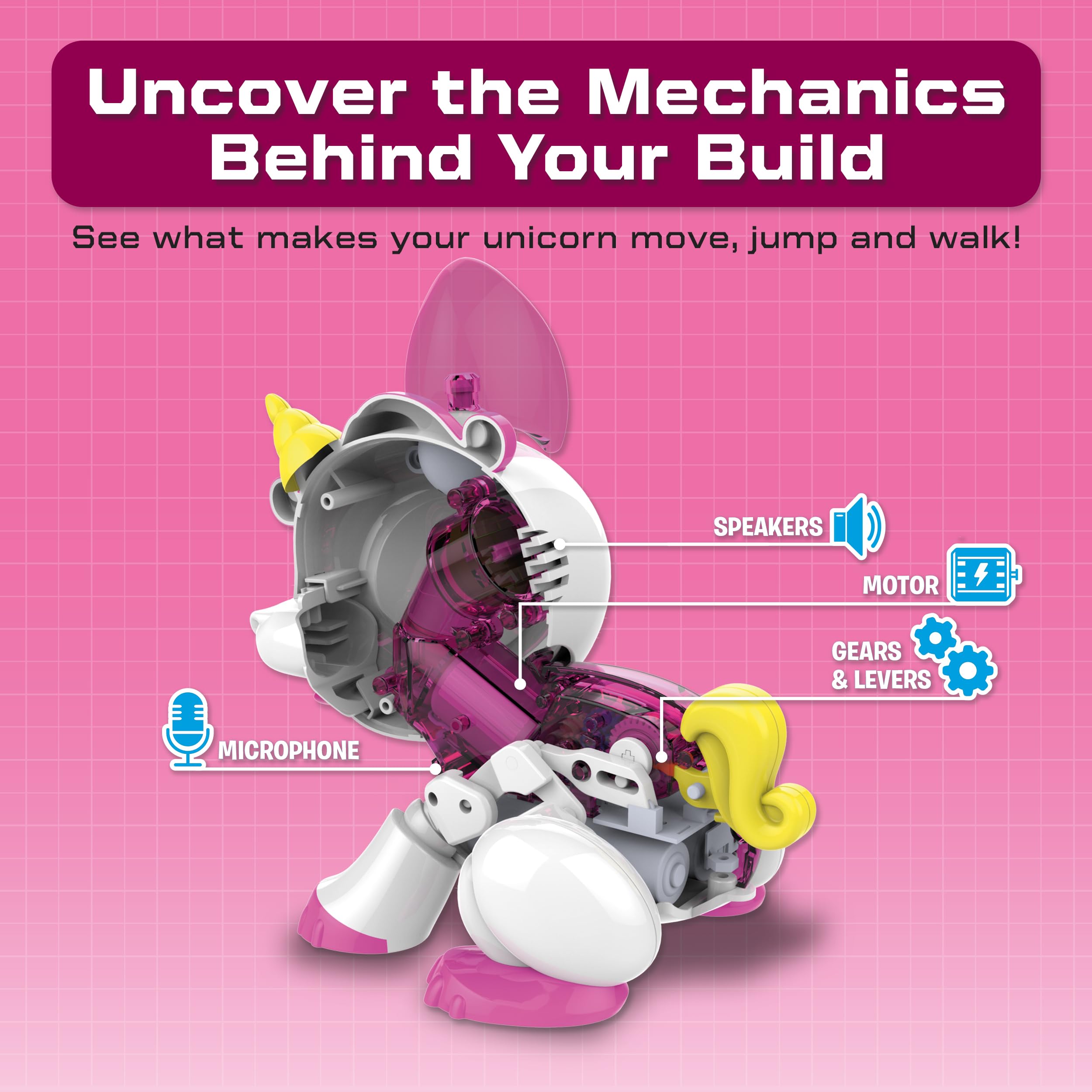 Build-a-Bot: Unicorn - Build Your Own Interactive Pet Robot | 20+ Piece STEM Kit for Kids Ages 4+ 11