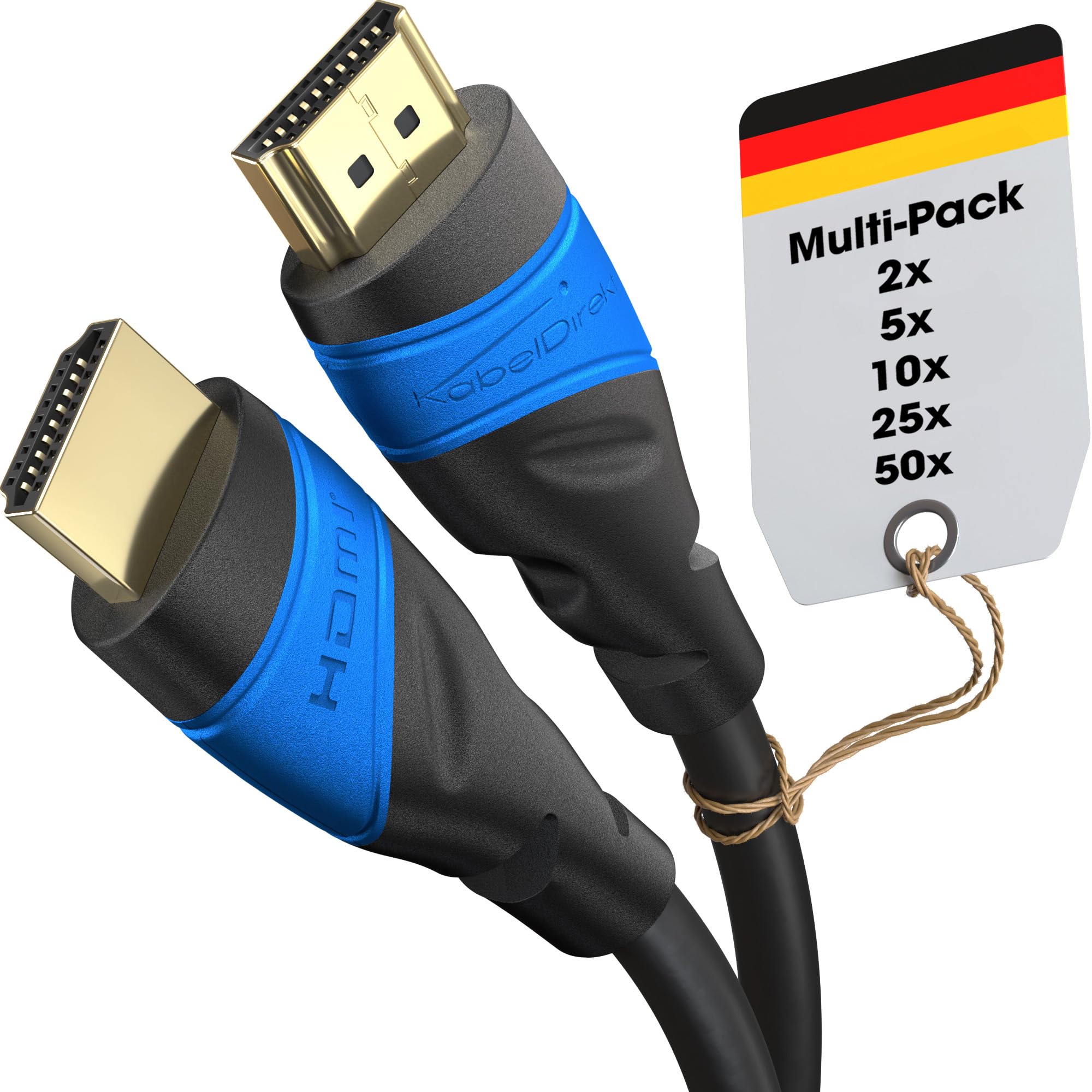 KabelDirekt 8K & 4K HDMI Cable – 2x 3m – German-Engineered for Gaming, PS5, Xbox, Switch – Black/Blue 9