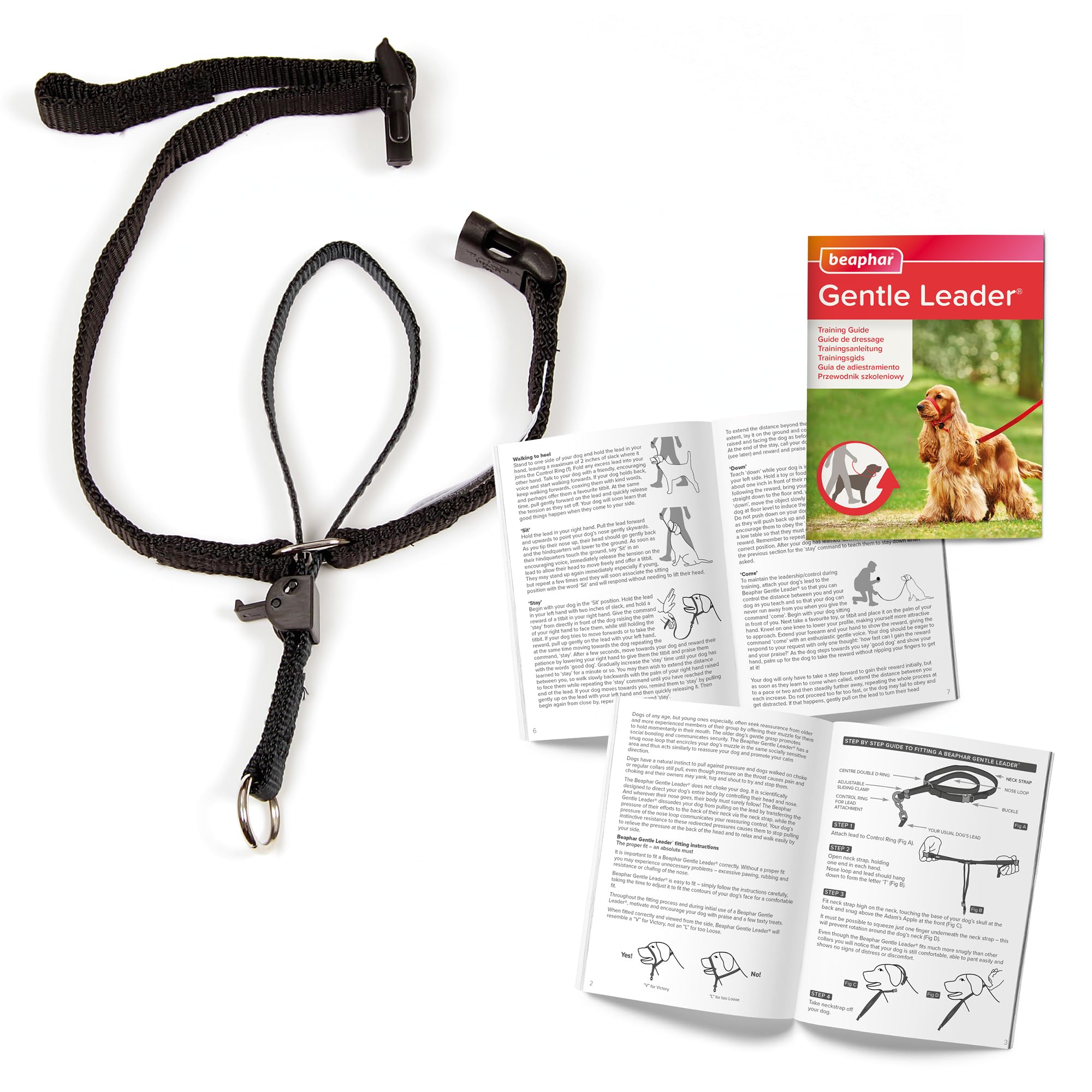 Beaphar Gentle Leader Head Collar - Medium Dog Training Aid | Stops Pulling | Black Nylon 2
