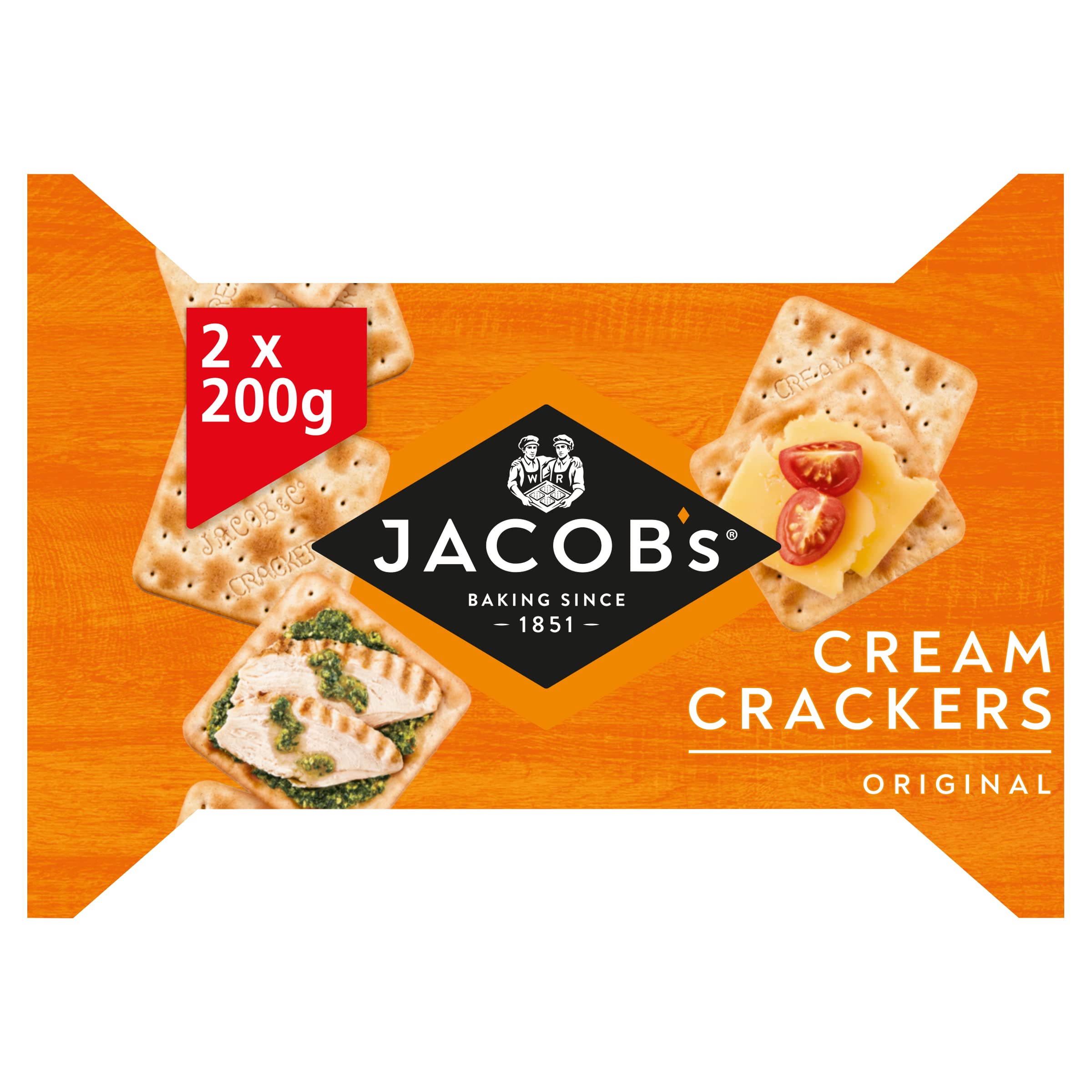 JACOB'S Original Cream Crackers - Light & Flaky Texture | 2 x 200g Twin Pack (400g Total)
