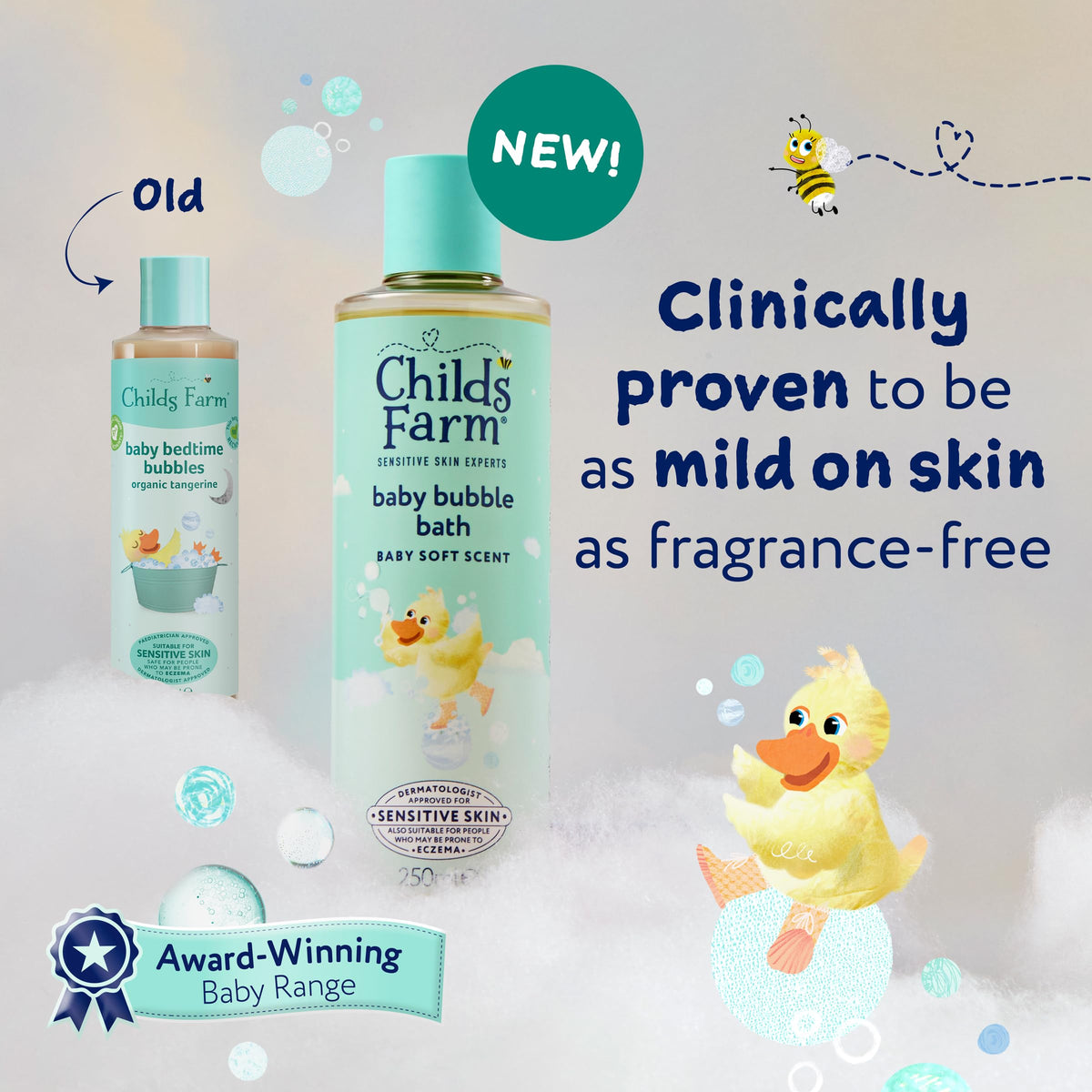 Childs Farm Baby Bedtime Bubble Bath - Gentle Cleansing & Hydrating for Sensitive Skin | 250 ml