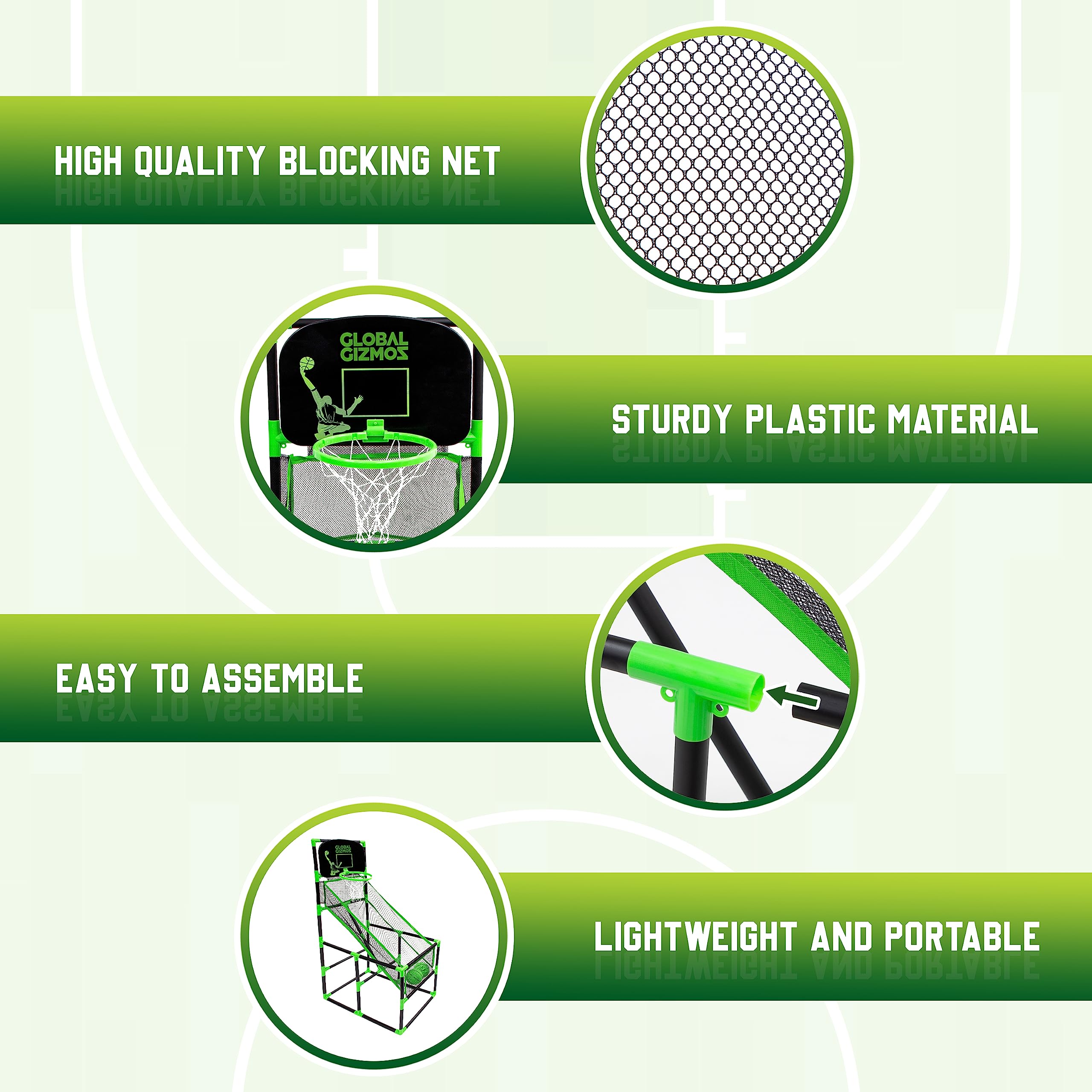 Global Gizmos 55629 Arcade Basketball Hoop - Indoor/Outdoor Use with 2 Balls & Pump 2