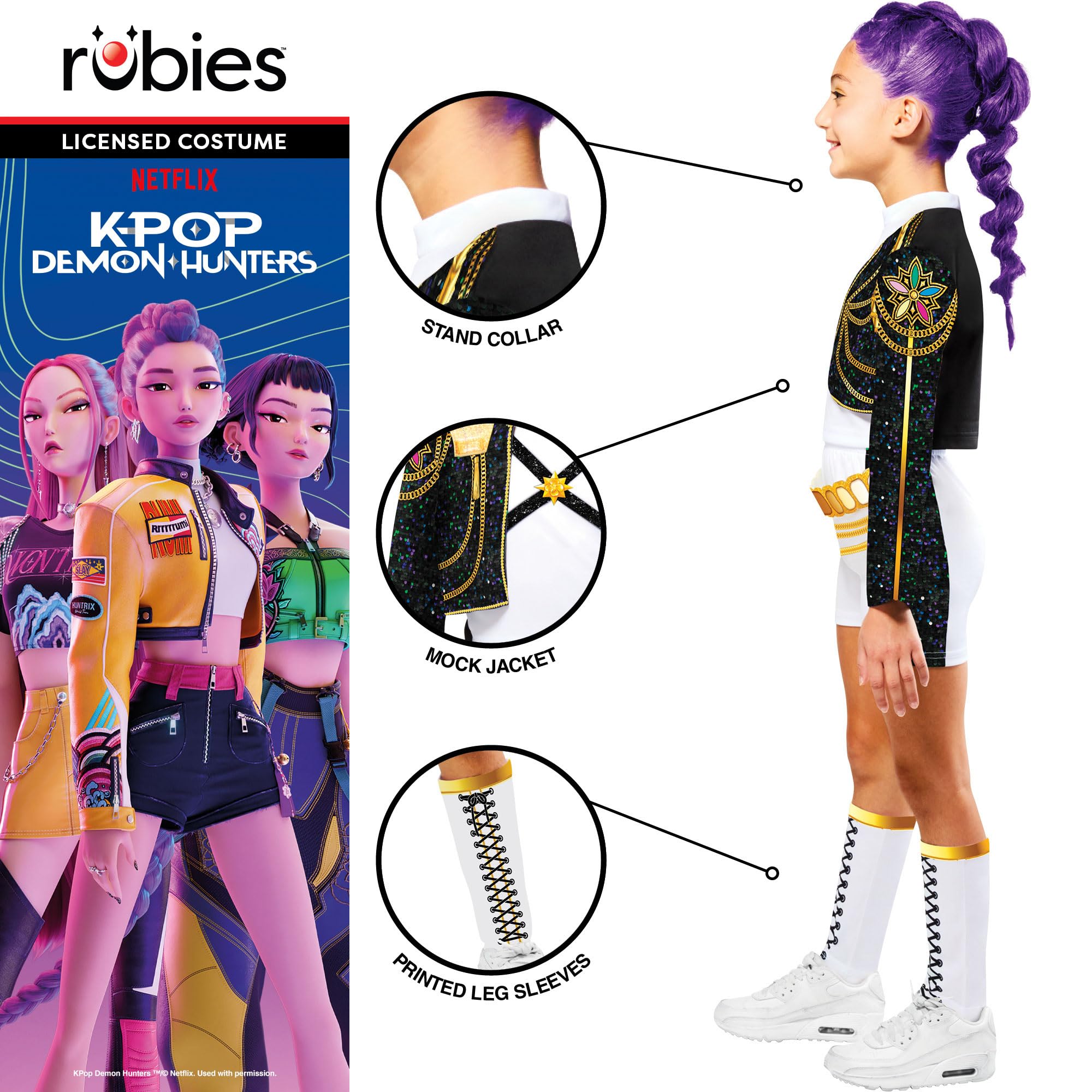 Rubies K-Pop Demon Hunters Rumi Golden Child Costume - Age 6+ Years 4