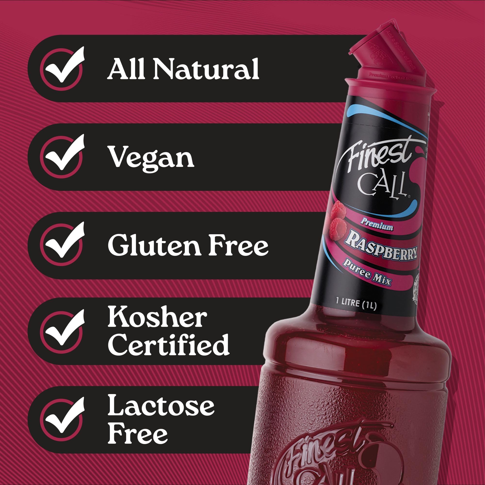 Finest Call Raspberry Puree - Real Fruit Cocktail Mixer | 1 Litre Bottle 4