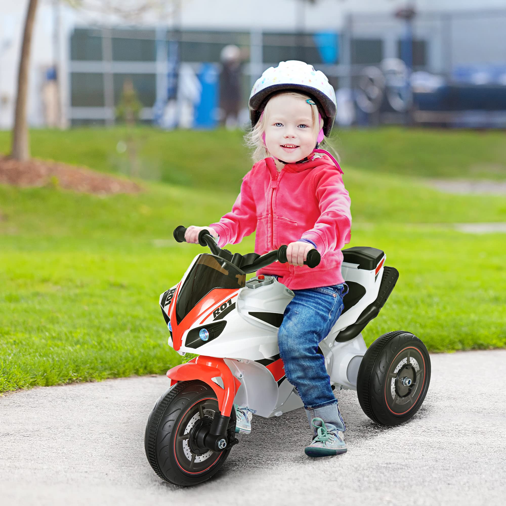 HOMCOM Kids Police Ride-On Bike - Push Power, Music & Lights | Ages 18-36 Months | Max Load 20kg