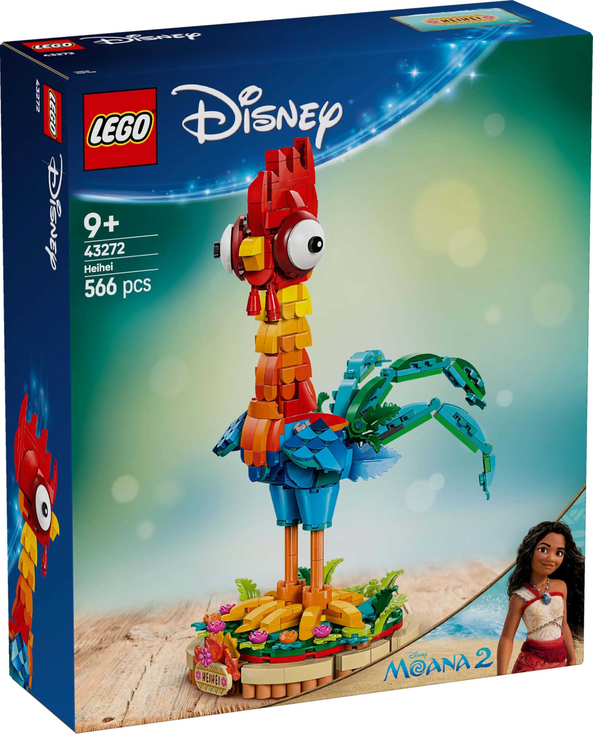 LEGO ǀ Disney Moana 2 Heihei Buildable Animal Toy - Posable Chicken Figure with Stand for Kids 9+ 8