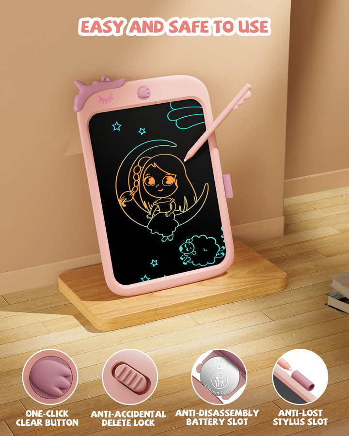 Kikapabi 10 Inch LCD Writing Tablet Drawing Pad with Lock Function - Pink