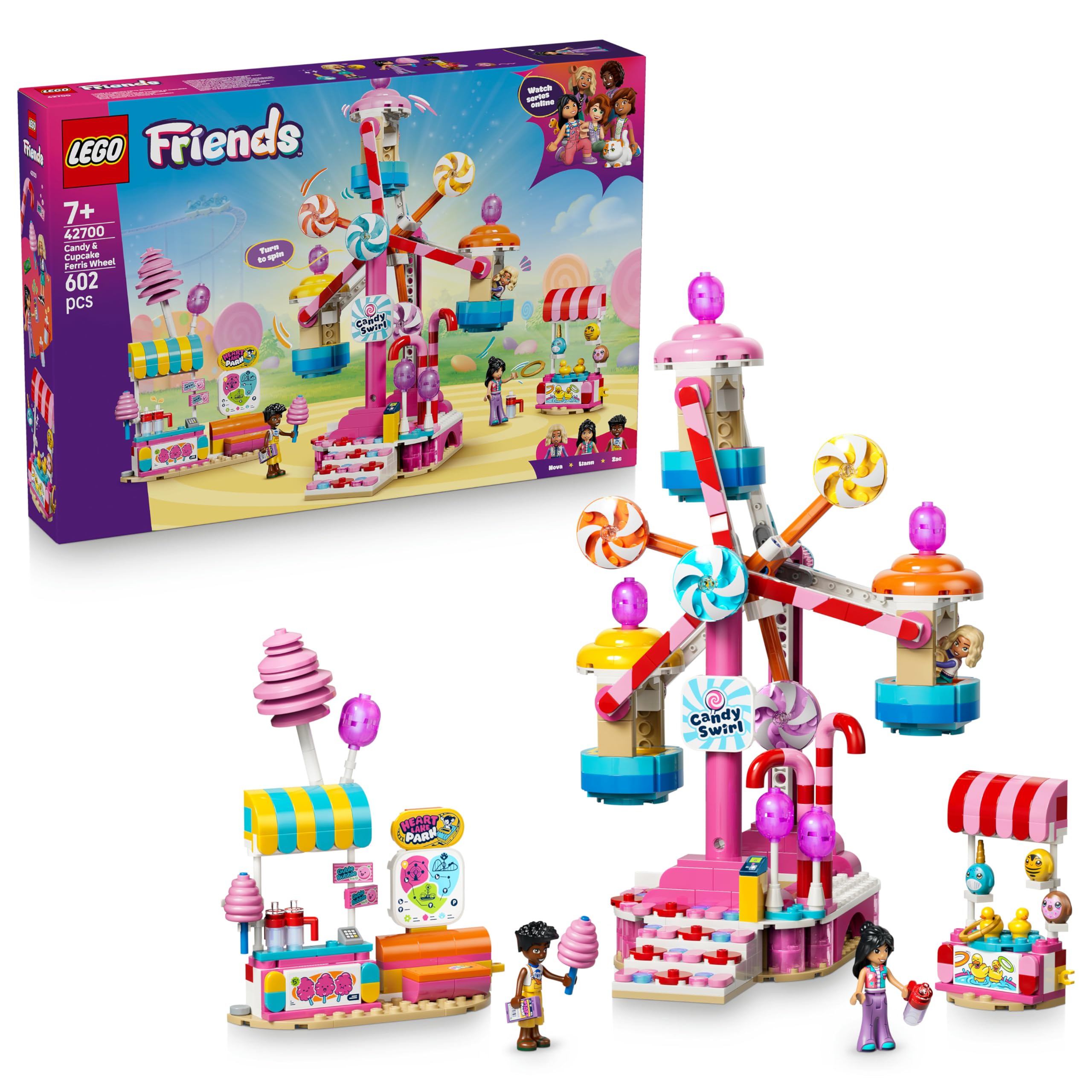 LEGO Friends Candy & Cupcake Ferris Wheel Building Set - Ages 7+ | 3 Minidolls | Interactive Carnival Game 1