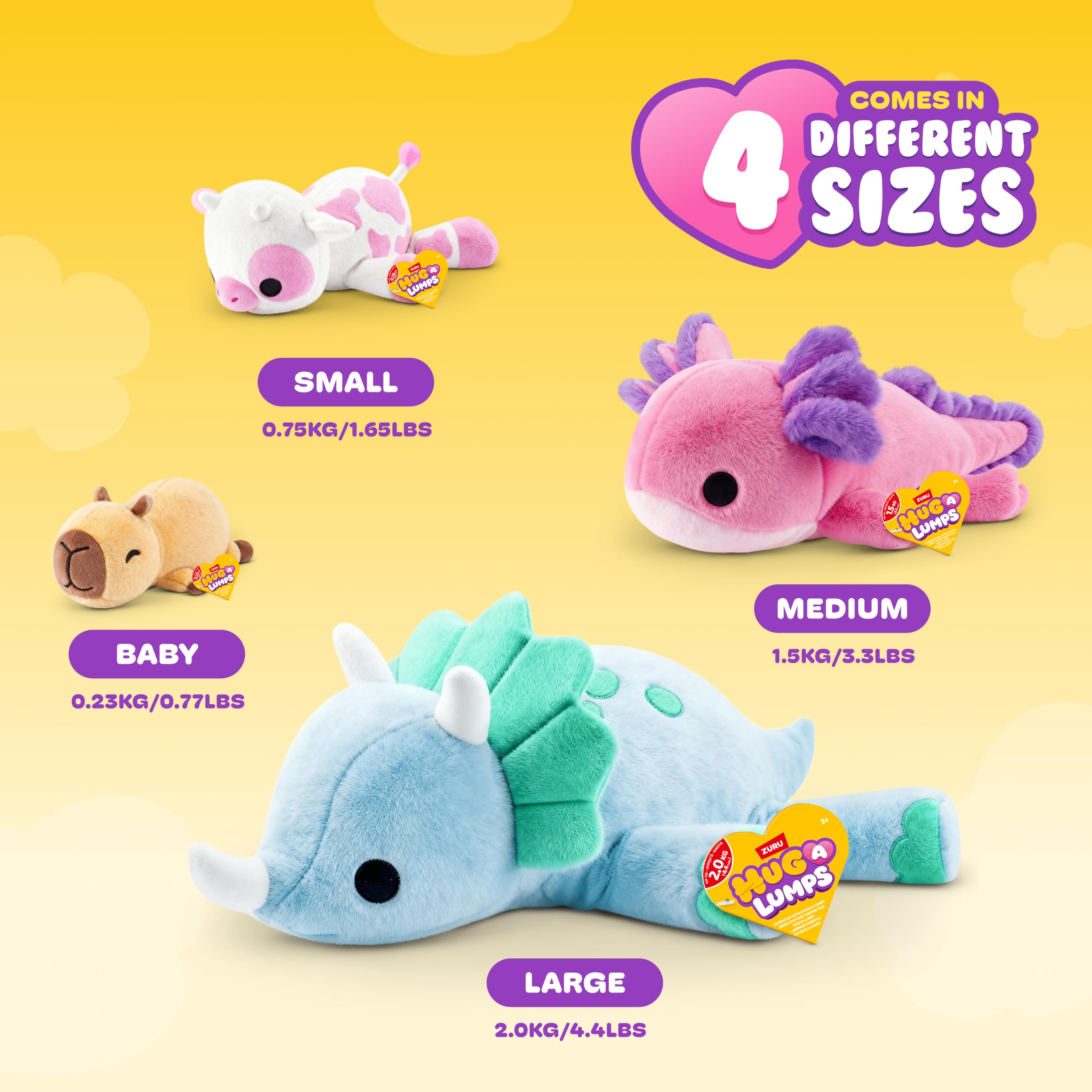 Hug-A-Lumps Medium Harley Hippo Soft Doll - Weighted Plush for Calm & Comfort | Ages 3+ 6