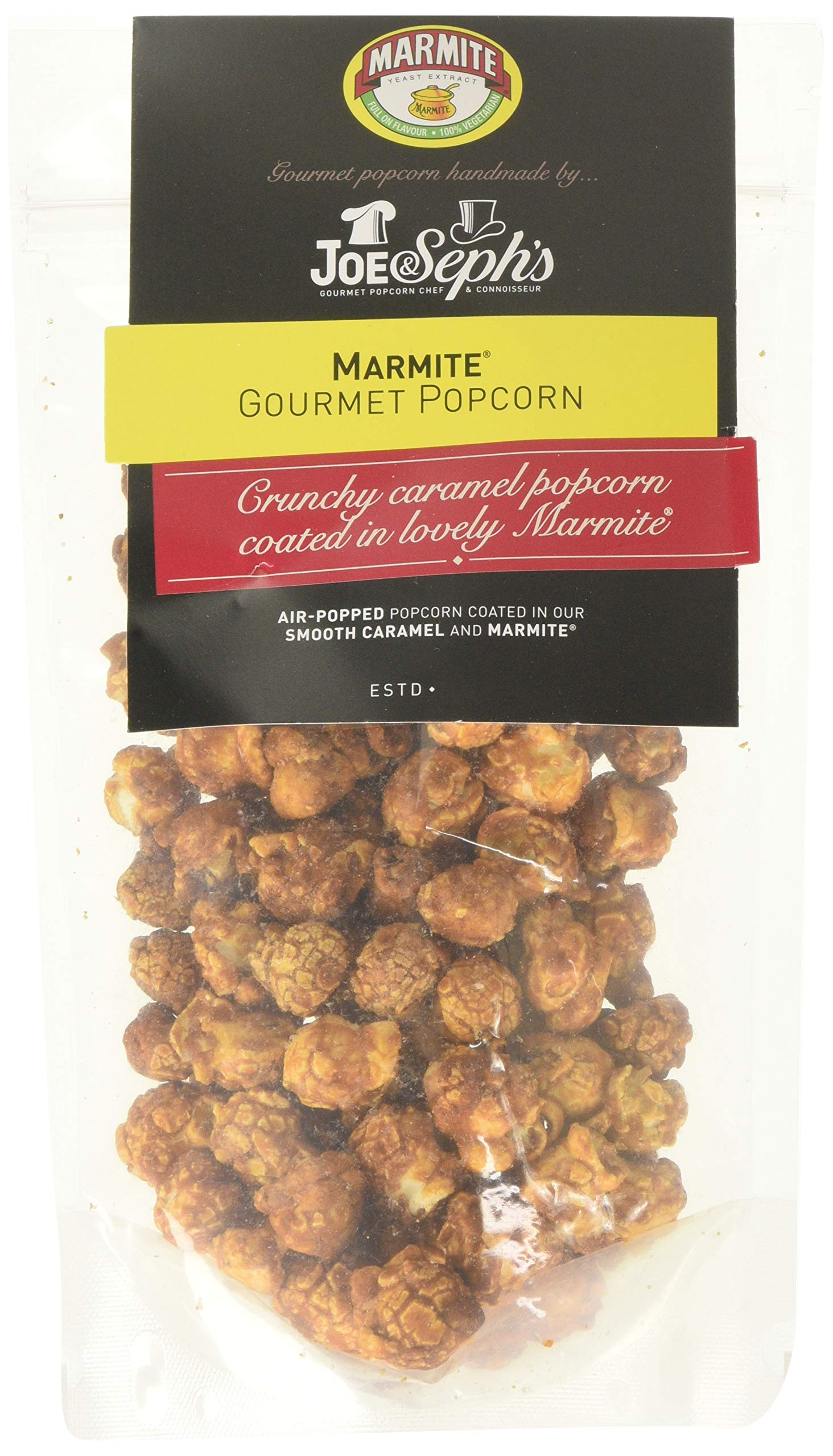 Joe & Seph's Marmite Popcorn - Sweet & Salty, Air-Popped | Handmade in UK | 75g Sharing Bag