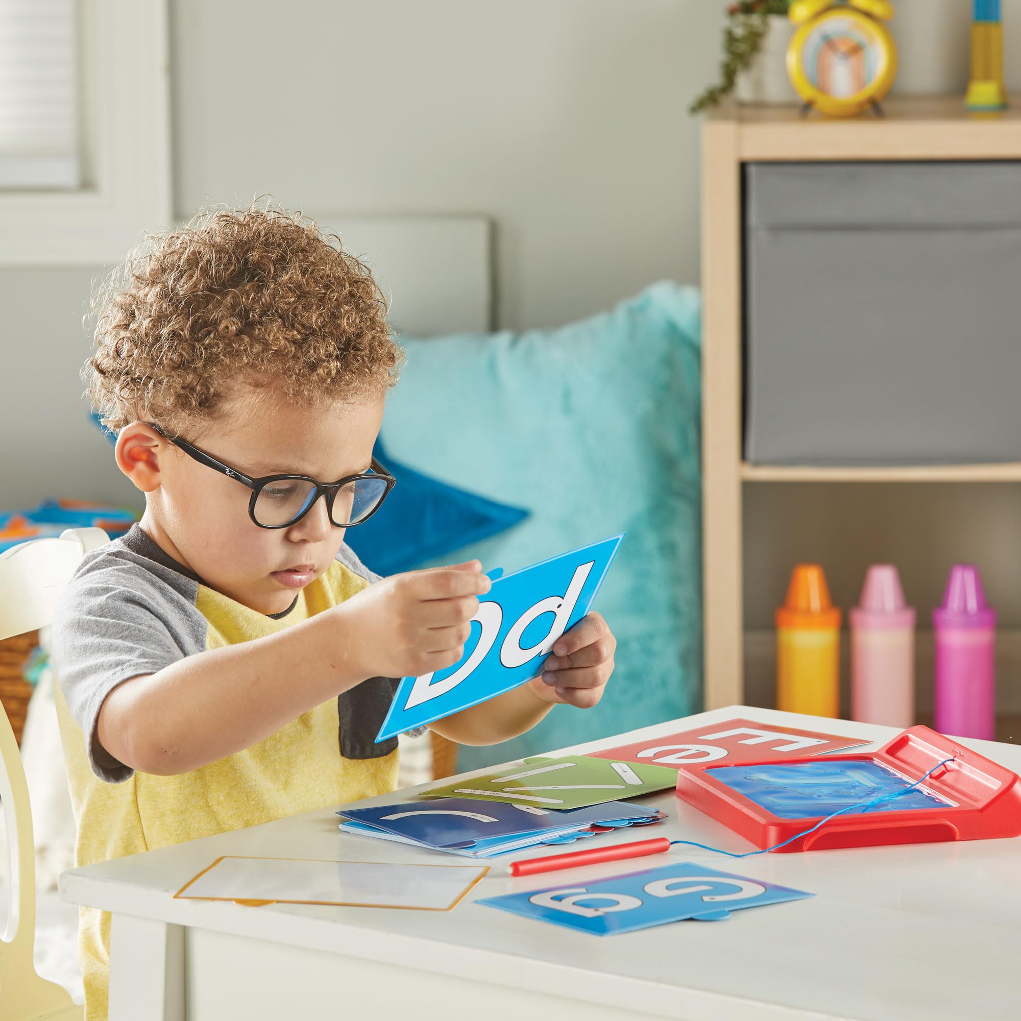 hand2mind Letter Tracing Sensory Pad for Kids 3-5 | Mess-Free Gel Writing | Includes 16 Double-Sided Cards 7