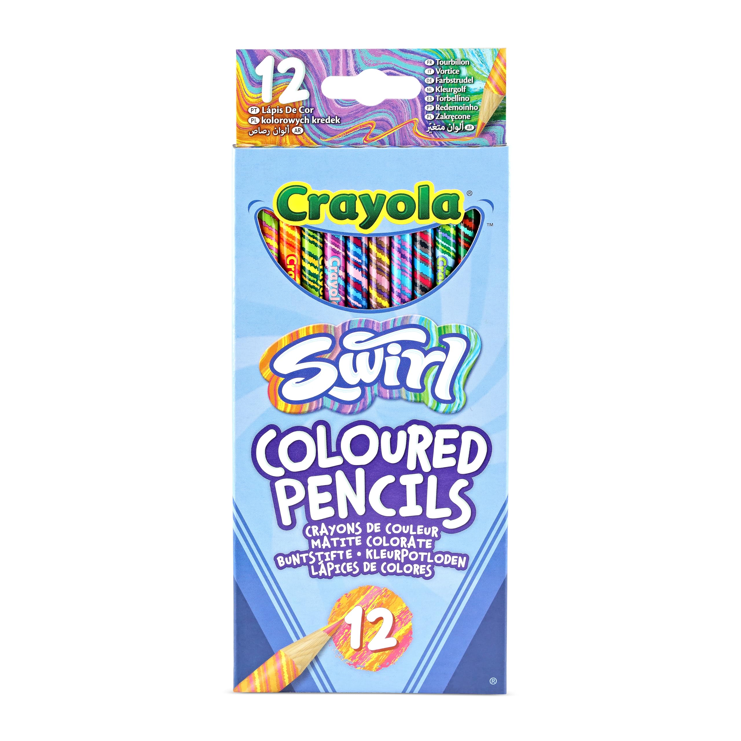 Crayola Swirl Colouring Pencils - Pack of 12 Vibrant Rainbow Effect Pencils 1
