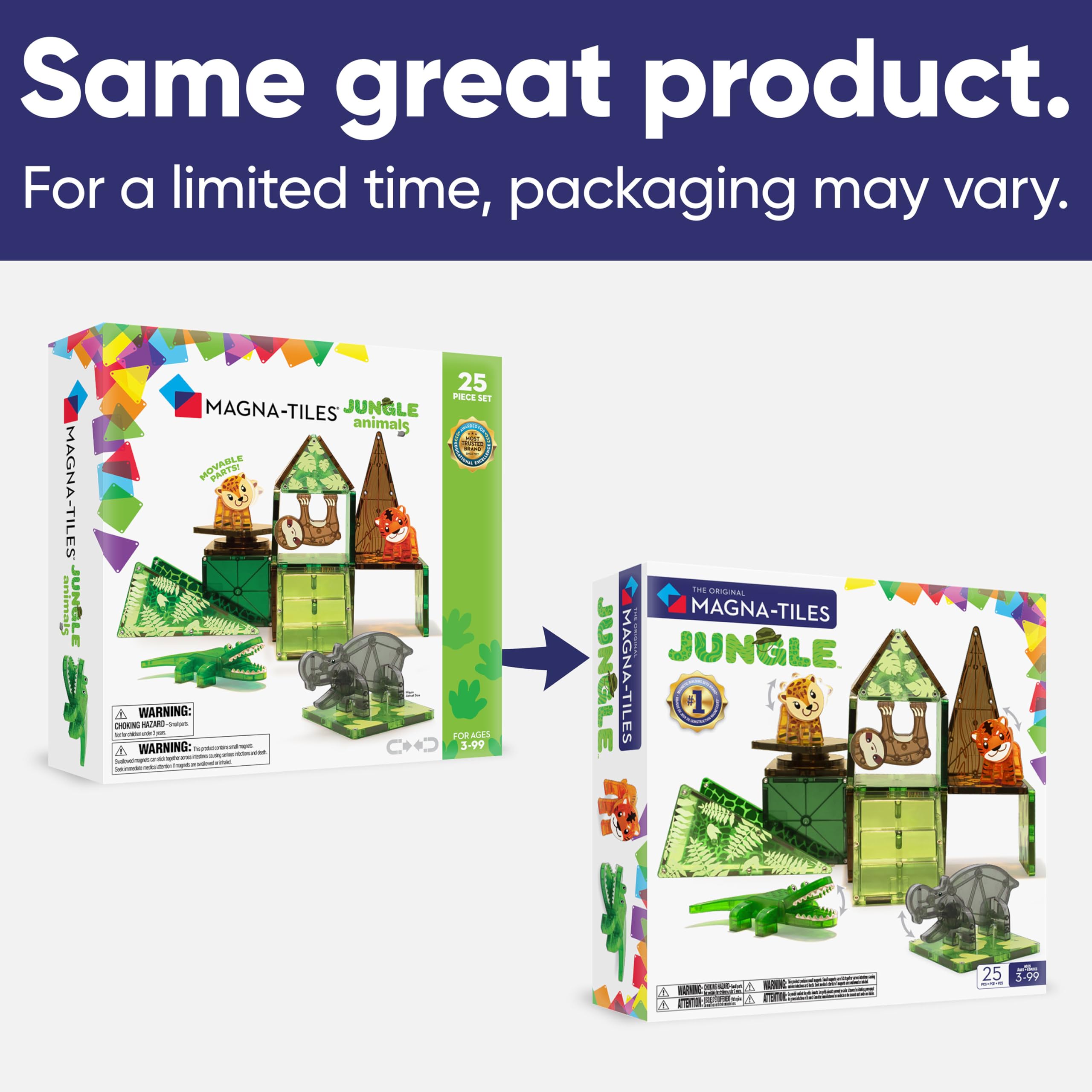 Magna-Tiles Jungle Animals 25-Piece Set - Magnetic Building Tiles, Clear Colors, Ages 3+ 7