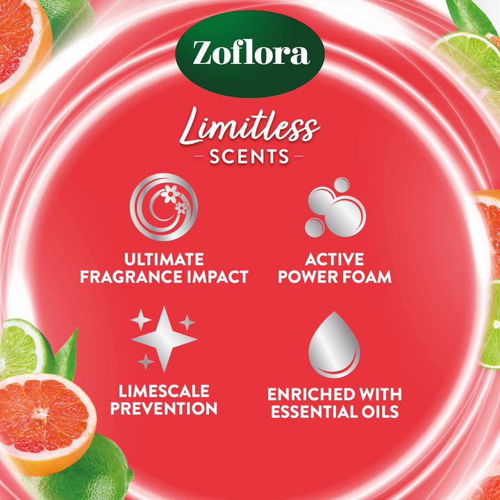 Zoflora Grapefruit & Lime Toilet Rim Blocks, 2 x 131g - Long-Lasting Fragrance Burst with Essential Oils