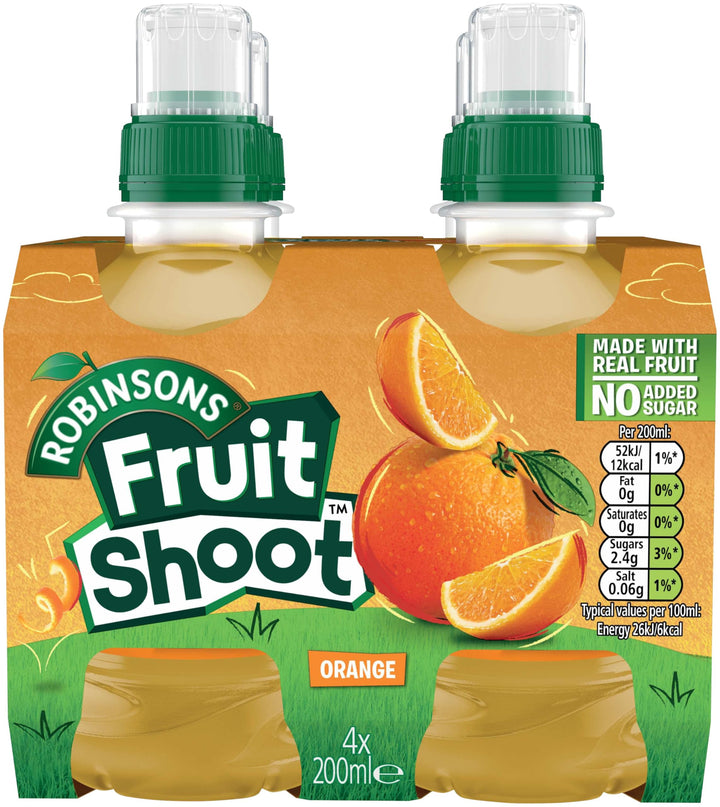 Robinsons Fruit Shoot Orange Low Calorie Soft Drink, 4 x 200ml