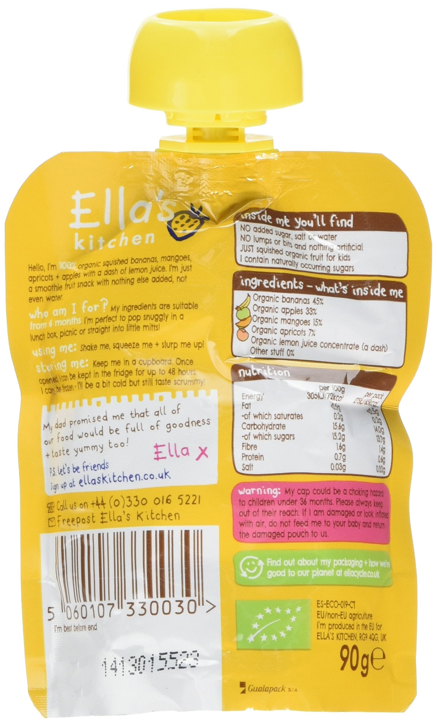 Ella's Kitchen Organic Yellow Smoothie Fruit Pouch, 90g 2