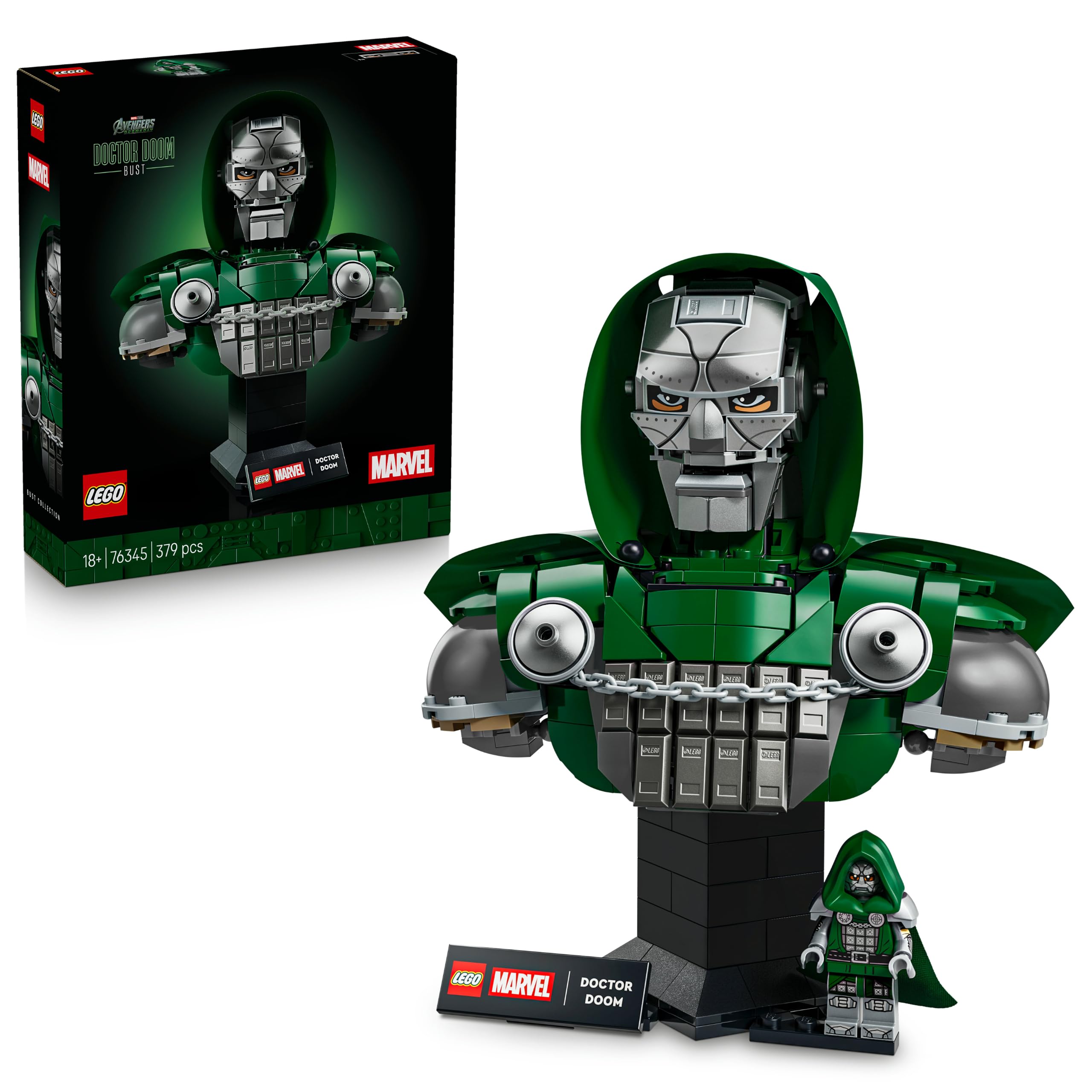LEGO Marvel Doctor Doom Bust 76345 - Display Model Kit for Adults | Collectible Minifigure & Nameplate | 18+ Age Range