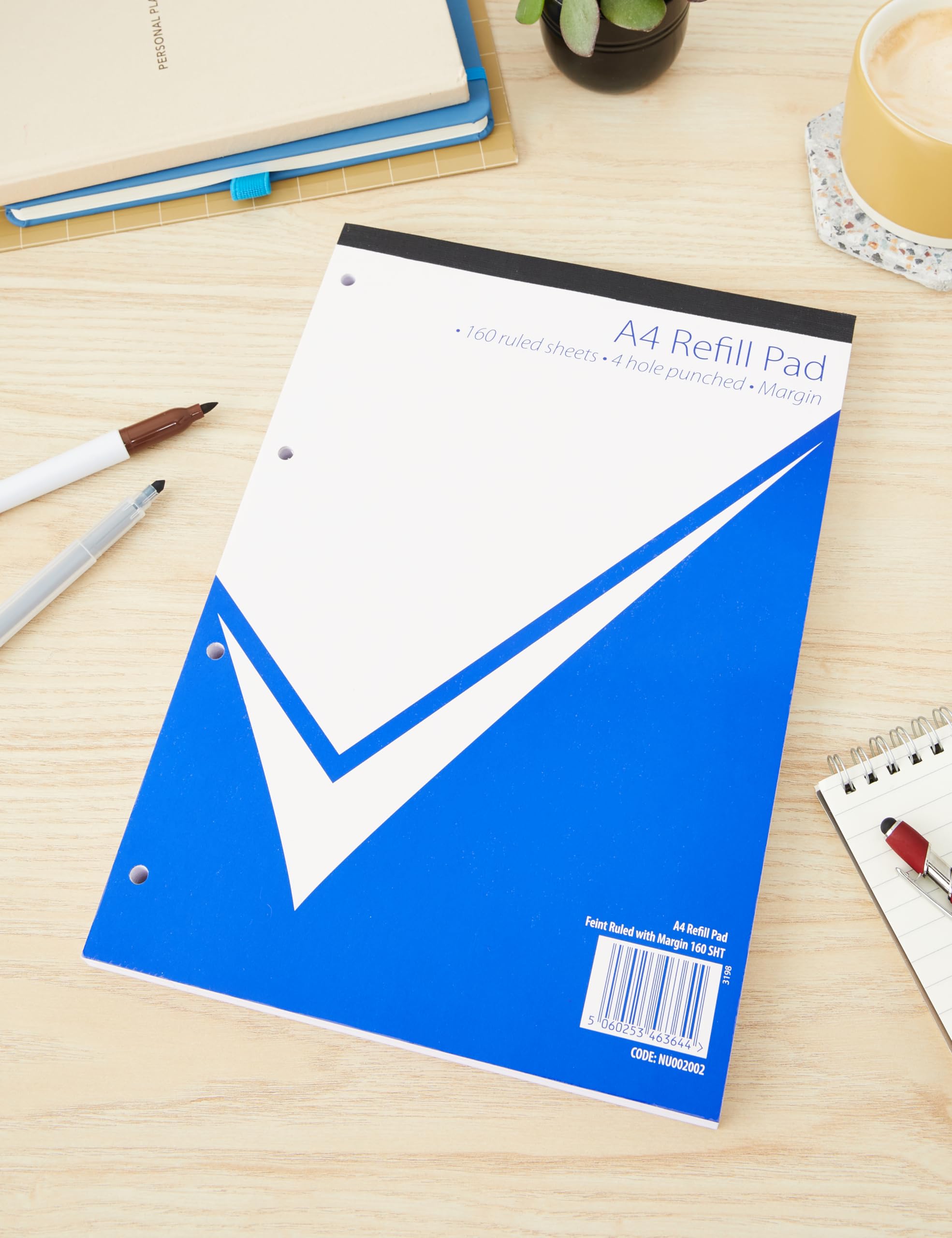 nu: Office Range A4 Refill Pad | 320 Pages | 60gsm Feint Ruled White Paper | Perforated