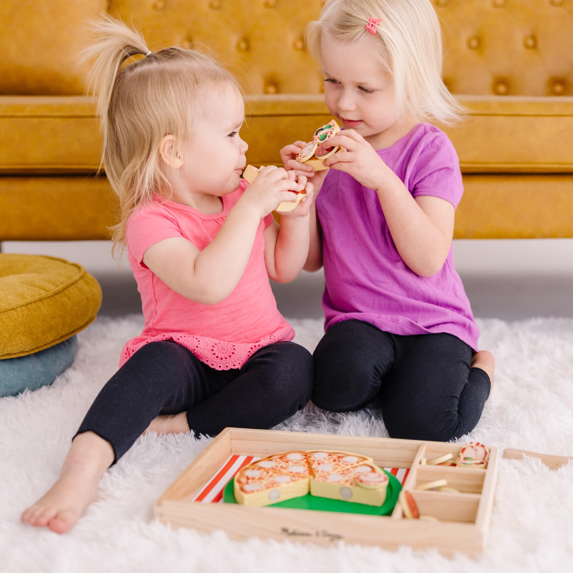 Melissa & Doug Wooden Pizza Set - Sliceable Play Food with 50+ Toppings | Ages 3+ 2