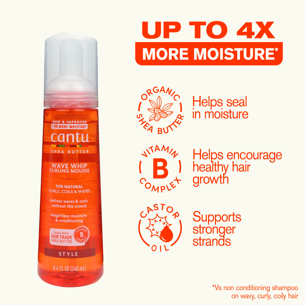 Cantu Wave Whip Curling Mousse - Defines Curls, Reduces Frizz, Hydrates | 248ml 3