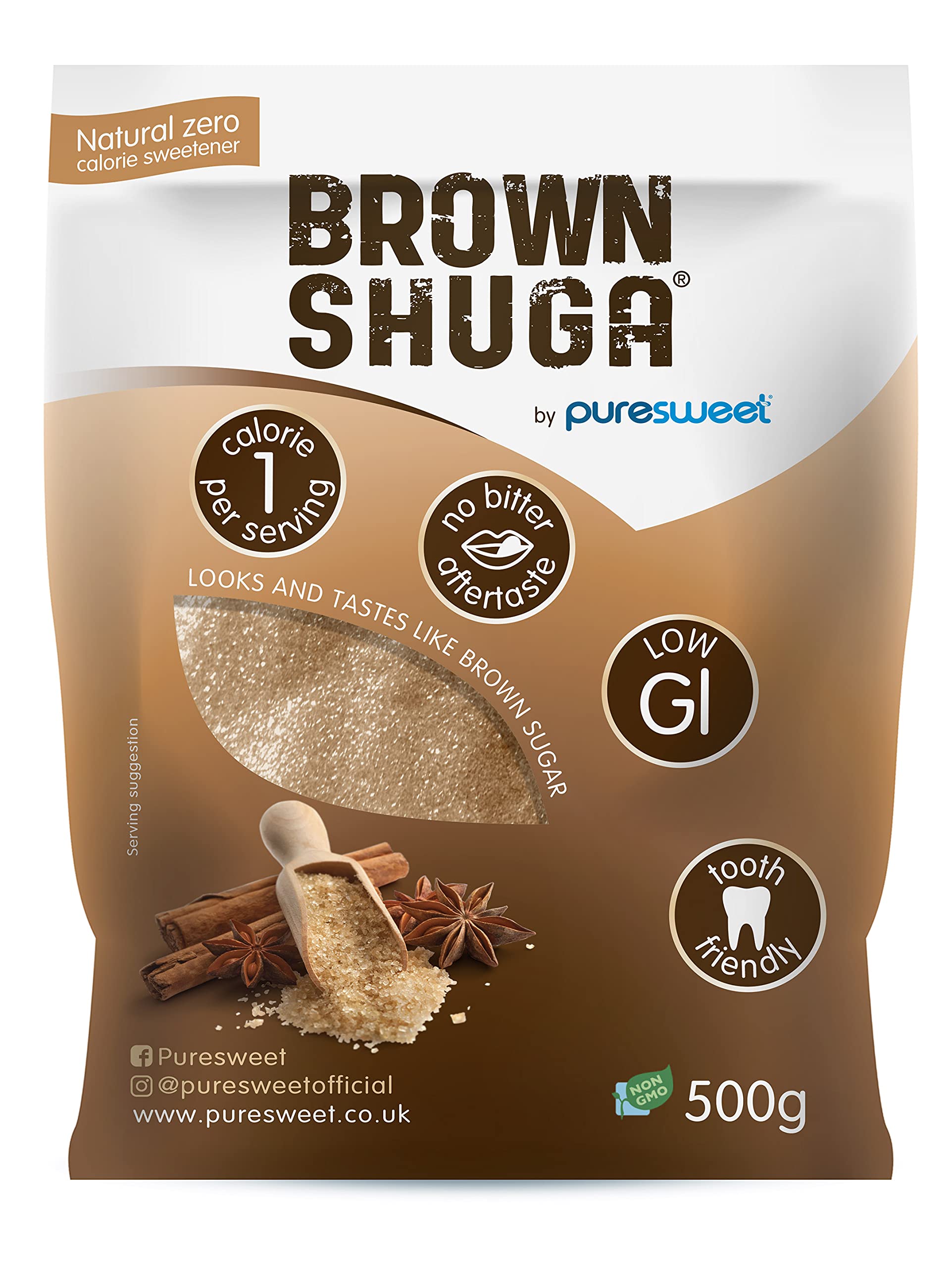 Puresweet Brown Shuga® - Natural Brown Sugar Alternative | 500g Crystal | Sugar Free