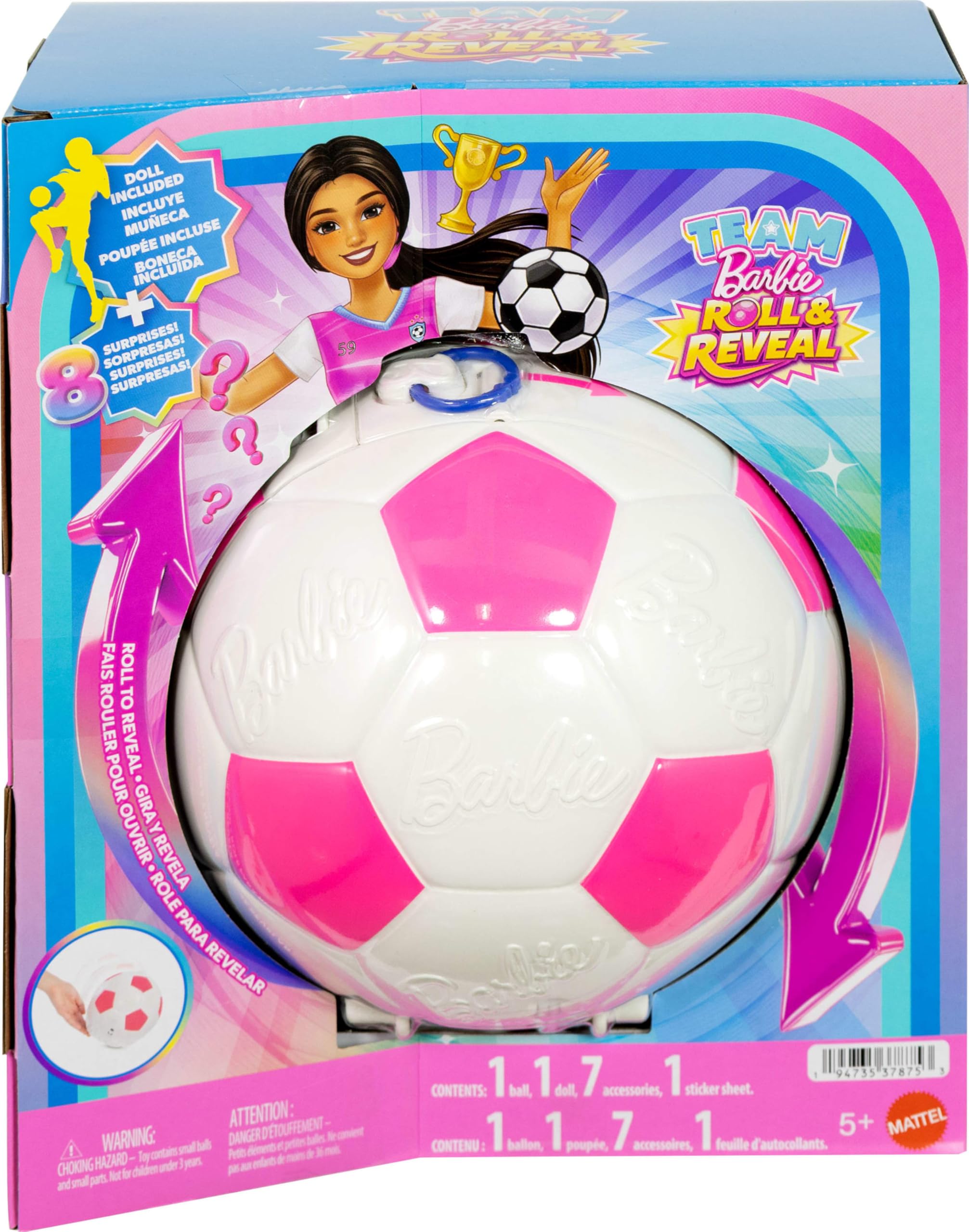Barbie Team Roll and Reveal Soccer Player Doll - 8 Surprises | Ages 5+ | Plastic 6