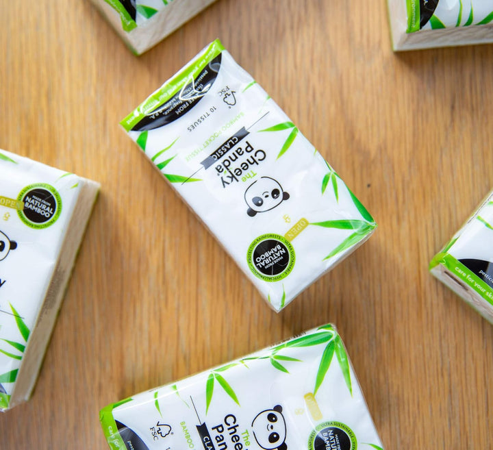 The Cheeky Panda - Bamboo Pocket Tissues 8-Pack | 3-Ply Hypoallergenic Travel Tissues
