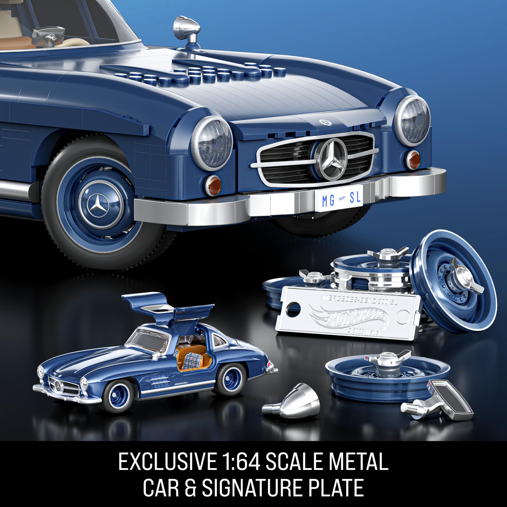 Mattel Brick Shop Hot Wheels Premium Series Building Set - Mercedes-Benz 300 SL | 1:12 Scale | 1600 Pieces 5