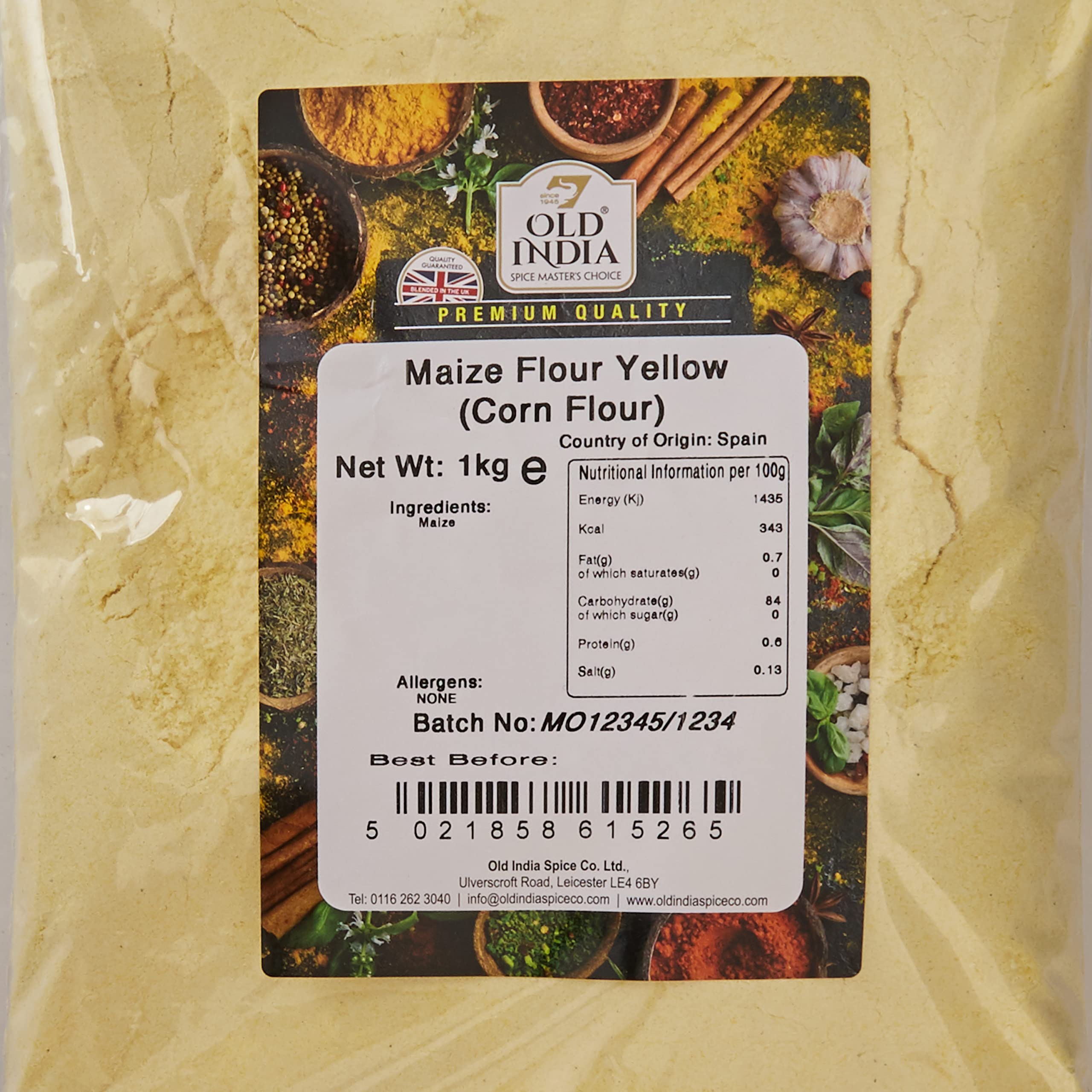 Old India Maize Flour Yellow (Cornflour) - 1kg Natural, GMO Free 2