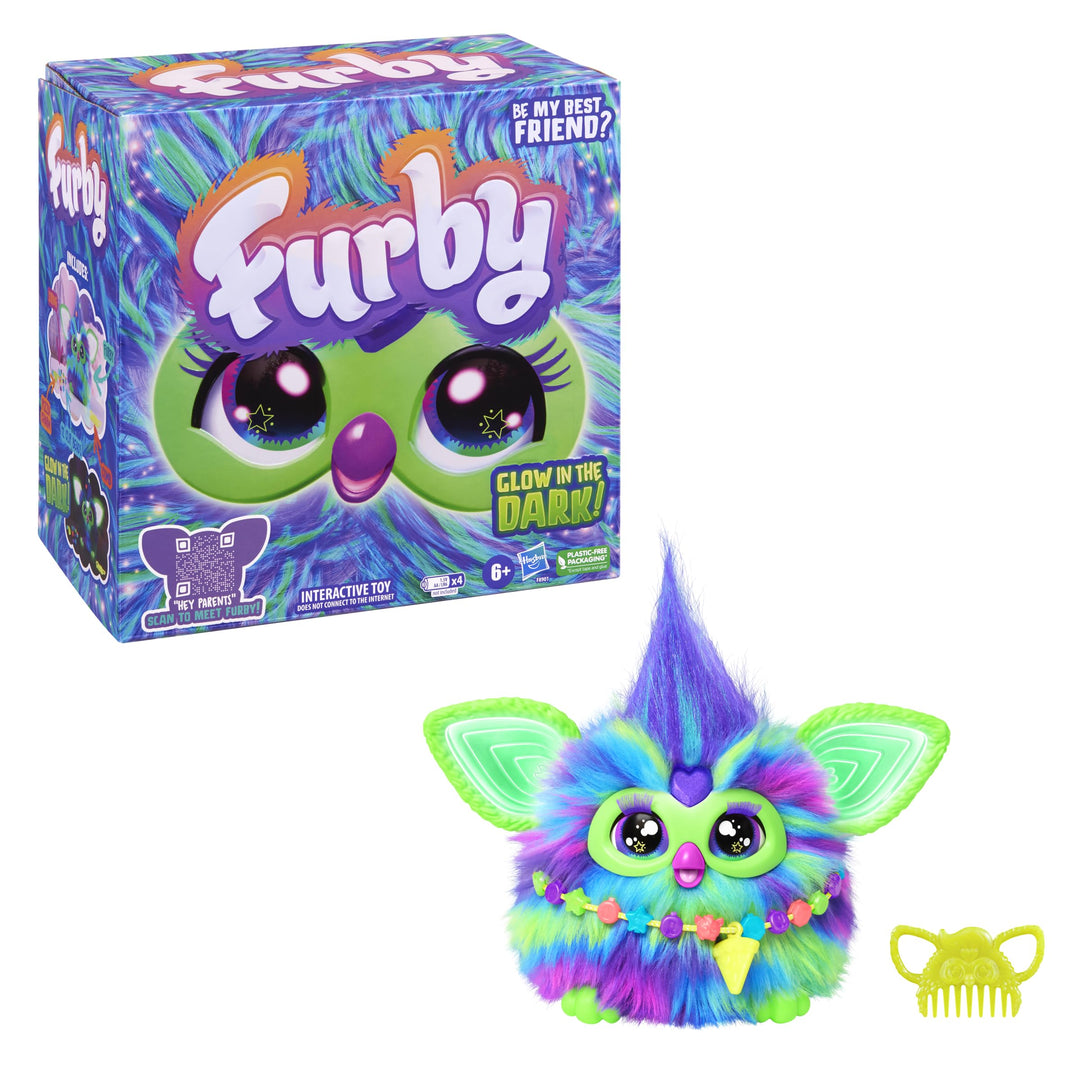 Furby Galaxy Glow in the Dark Interactive Plush Toy - English Version, 6+ Years