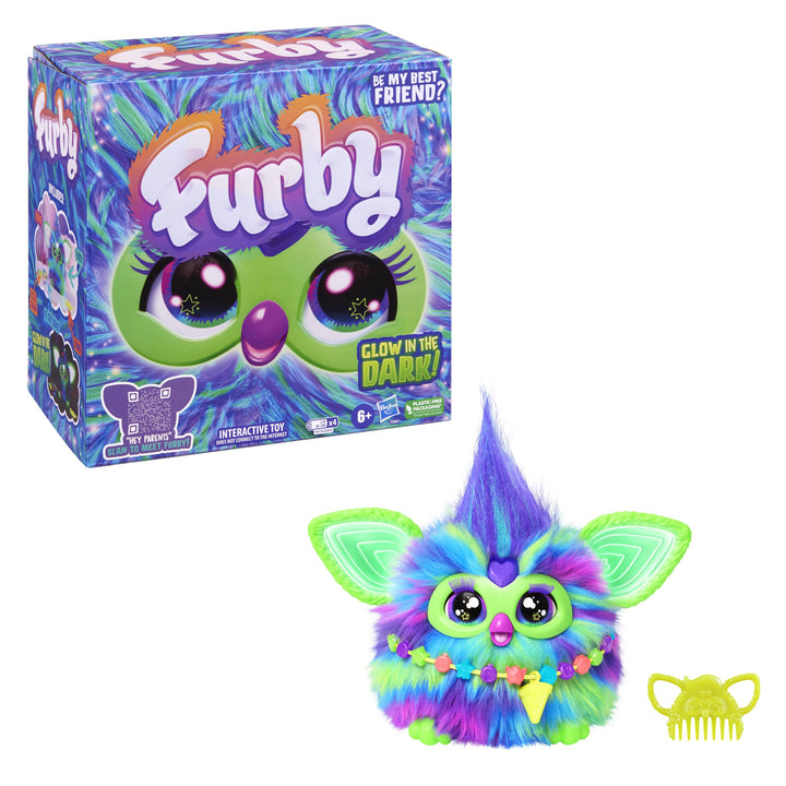 Furby Galaxy Glow in the Dark Interactive Plush Toy - English Version, 6+ Years