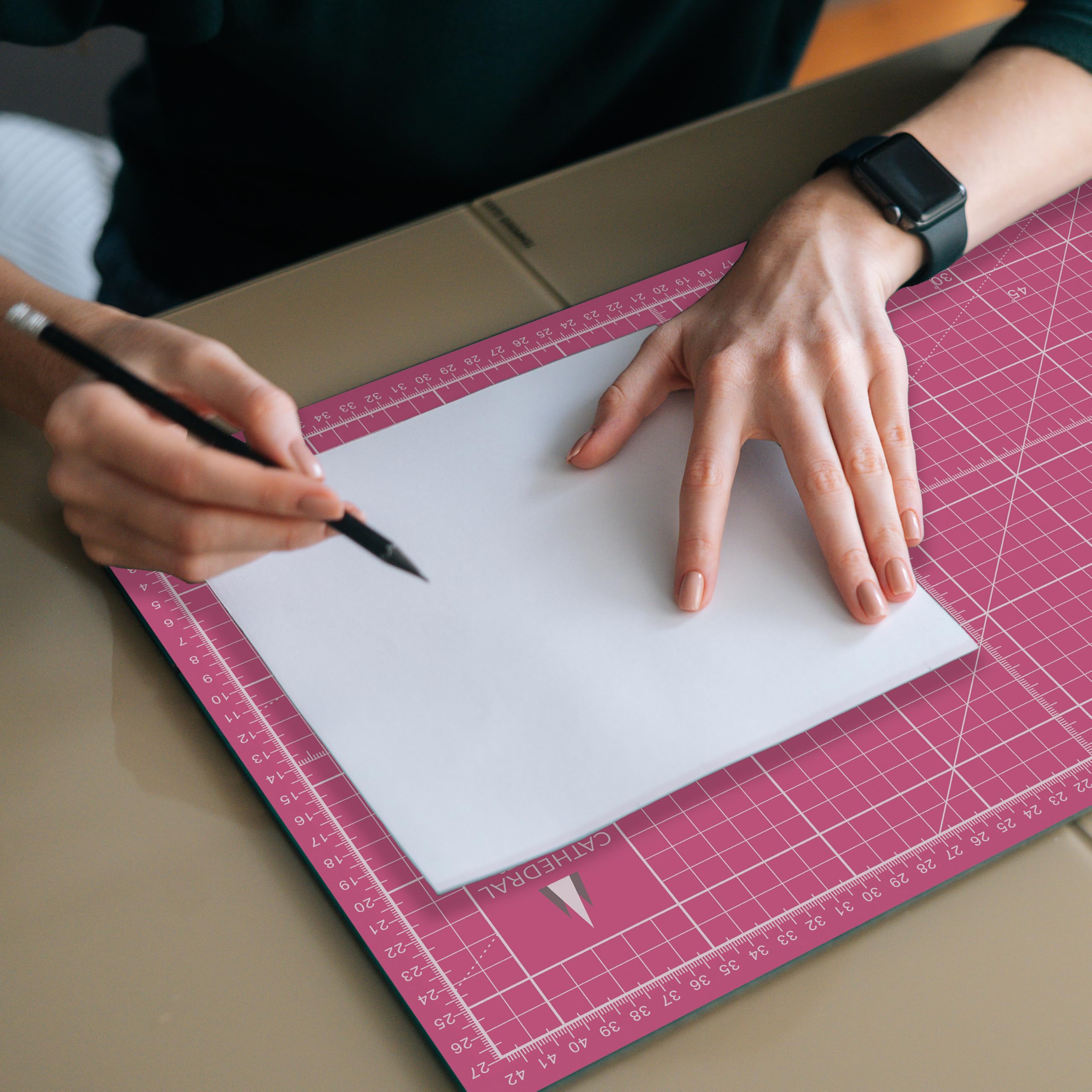Cathedral Products A2 Double-Sided Self-Healing Cutting Mat | 3mm Thick | Pink 5