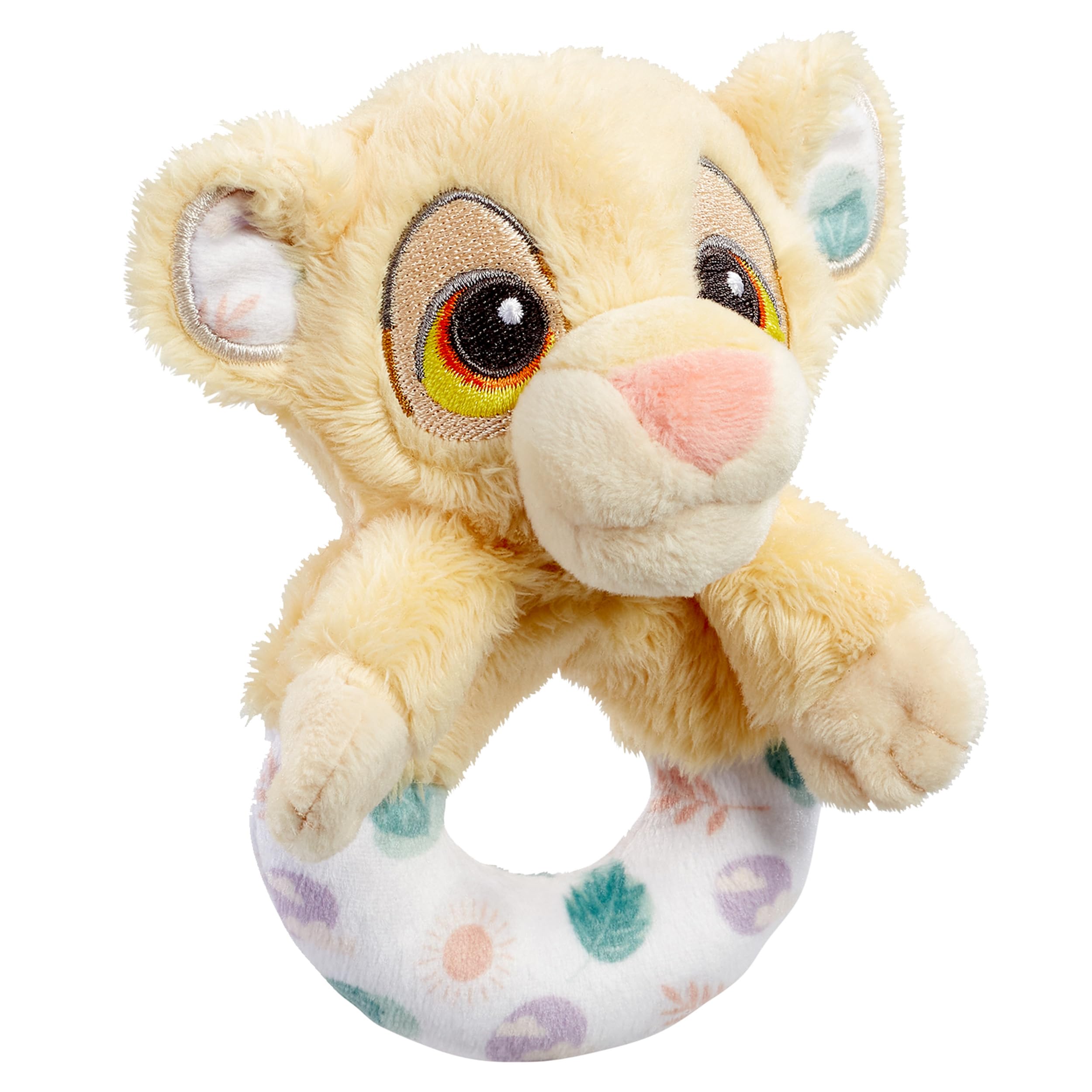 Rainbow Designs Disney Lion King Simba Ring Rattle - Soft Plush, Yellow | Suitable from Birth